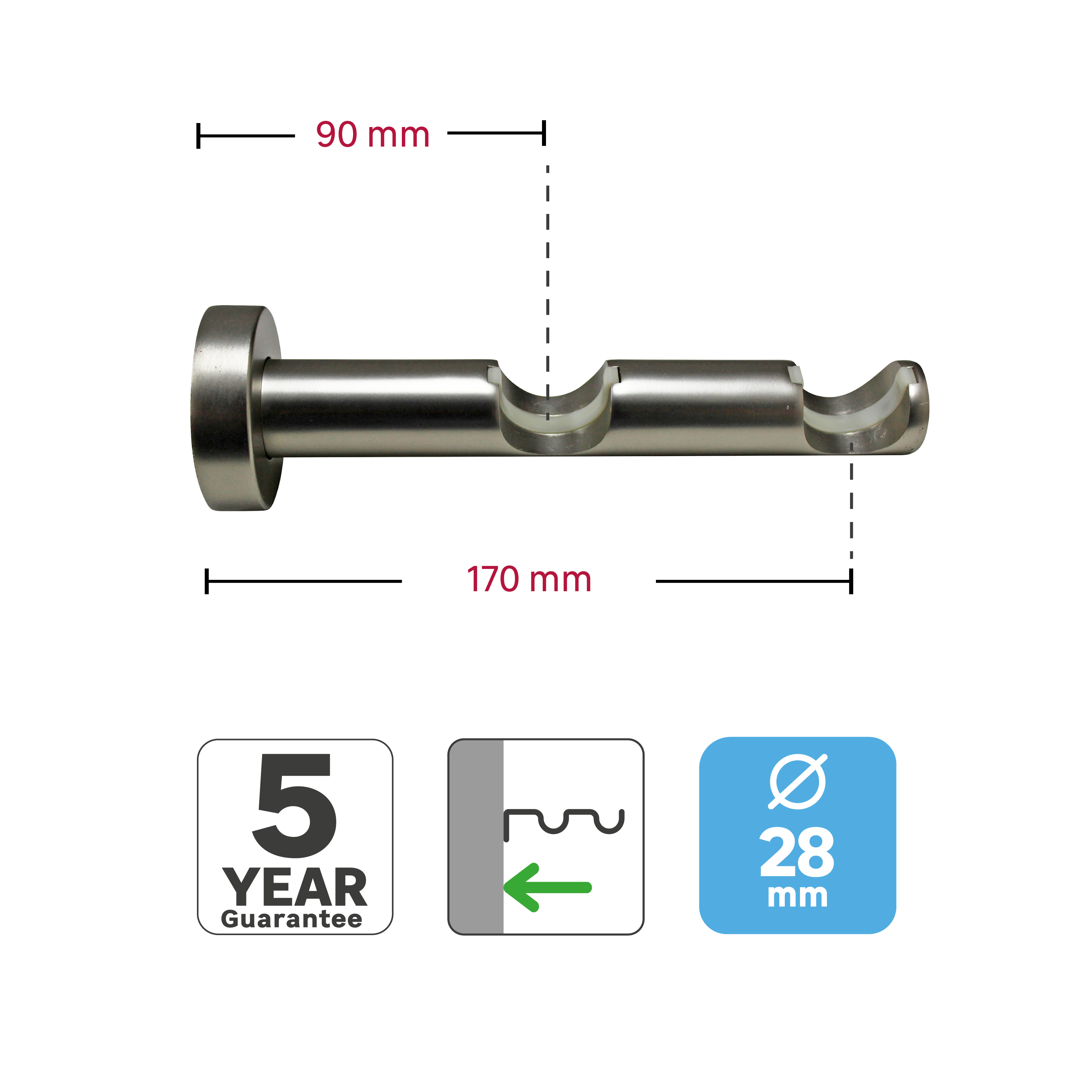Suporte Inspire easyfix entreparedes d28cm 195-300cm cromado - 3