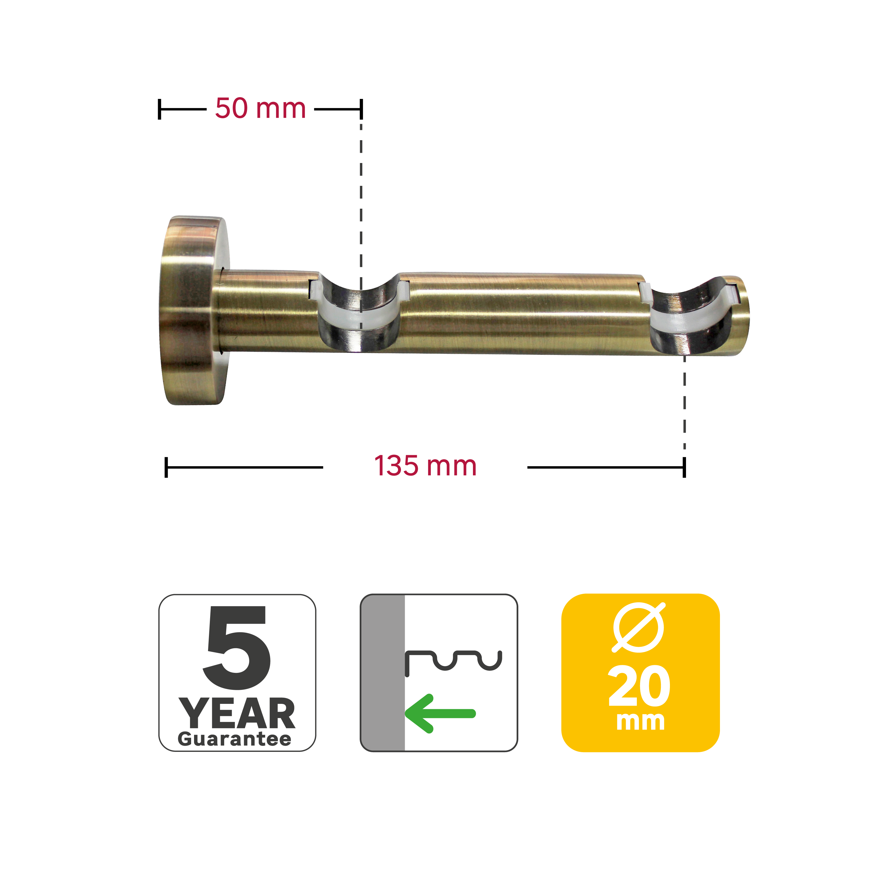 2 Soportes a techo y a pared para 2 barras diámetro 20 mm Neoclassic INSPIRE aluminio fijo 5.5-13.5 cm - 3