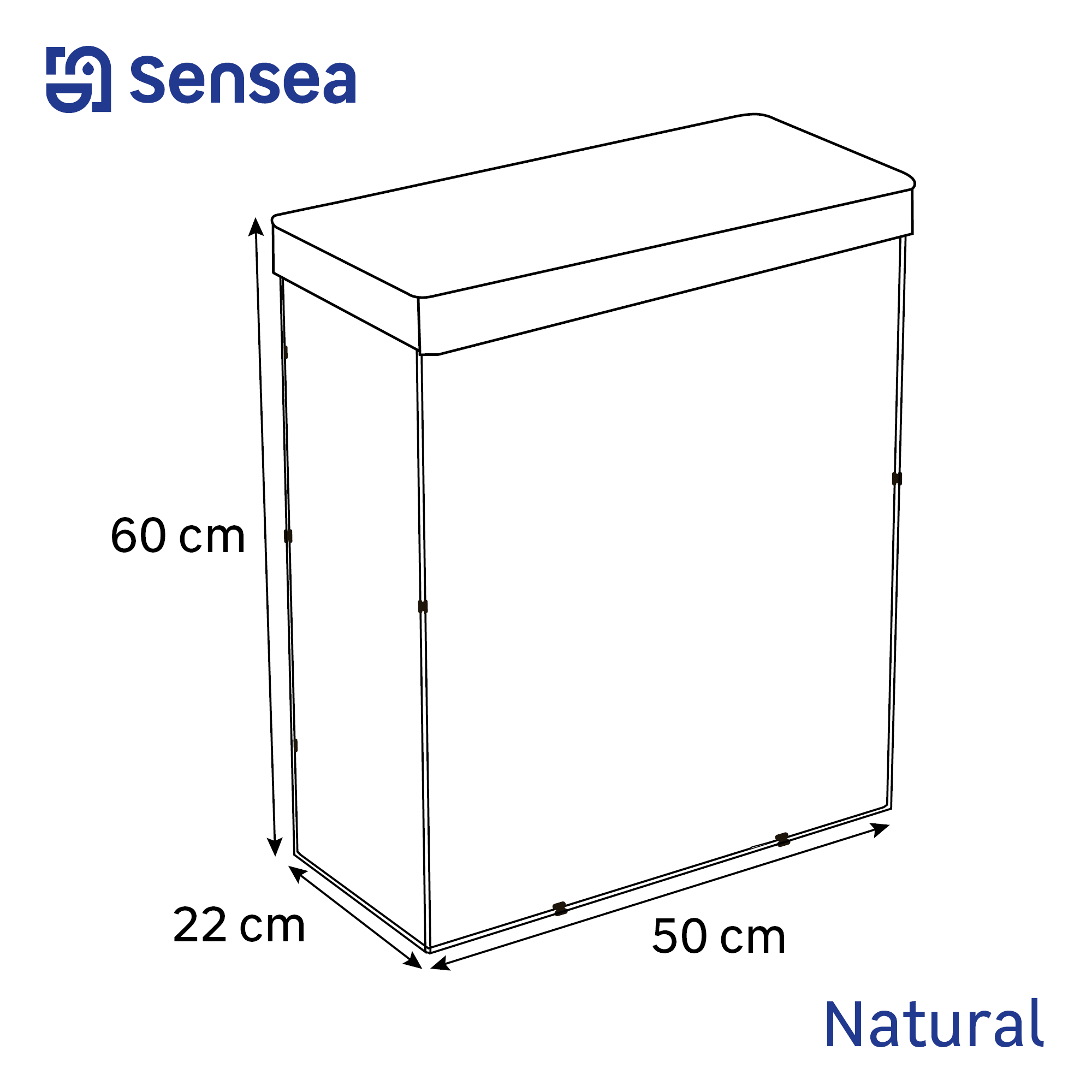 Cesto de ropa sucia con tapa Natural marrón y blanco 55 L - 2