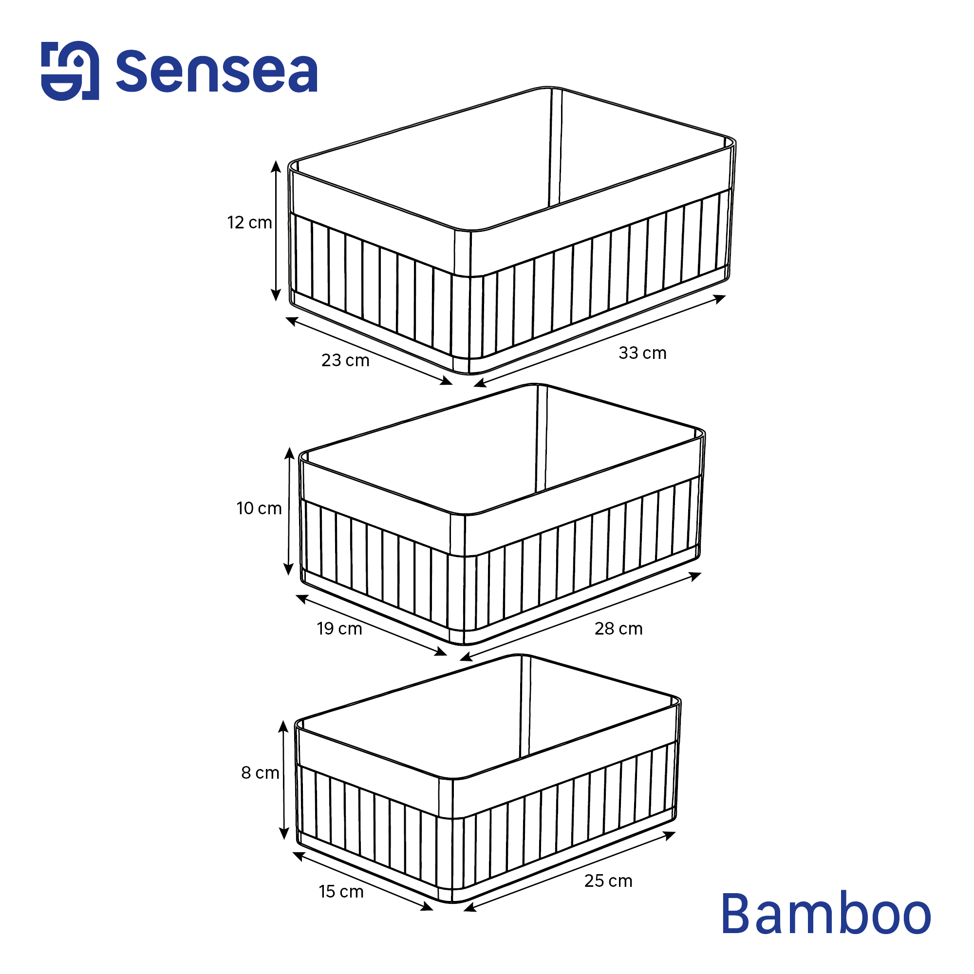 Set 3 cestas bambú natural 17 L Sensea 33x12 cm - 3