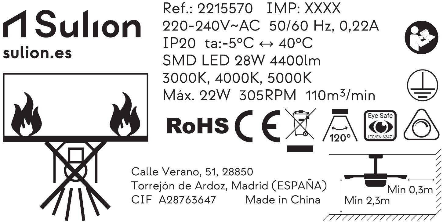 Ventoinha retrátil 3 pás motor 4400lm DC SULION d89 cm branco - 15