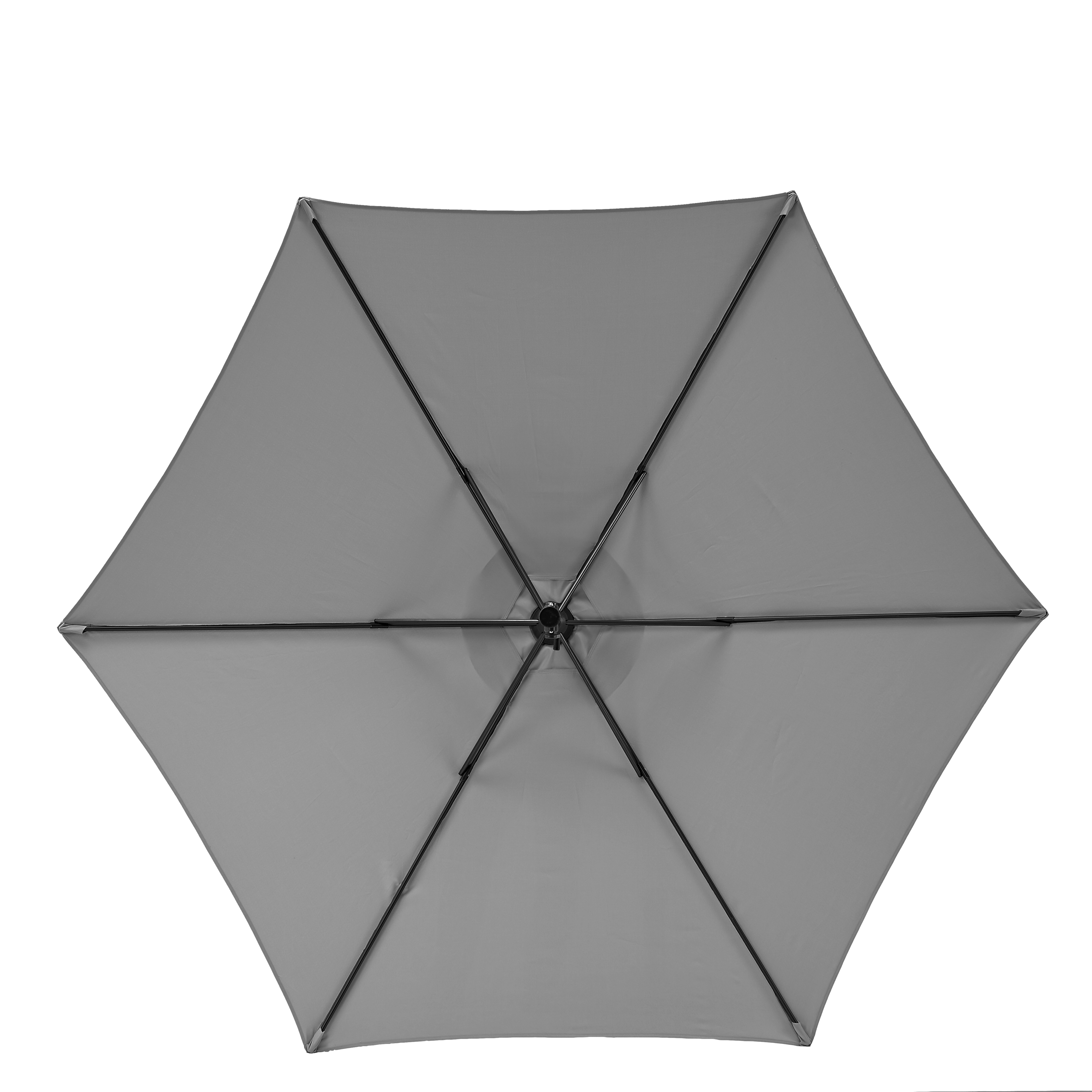 Ombrellone a palo centrale grigio Polar con telo esagonale grigio L 262 x P 262 x H 231 cm - 3