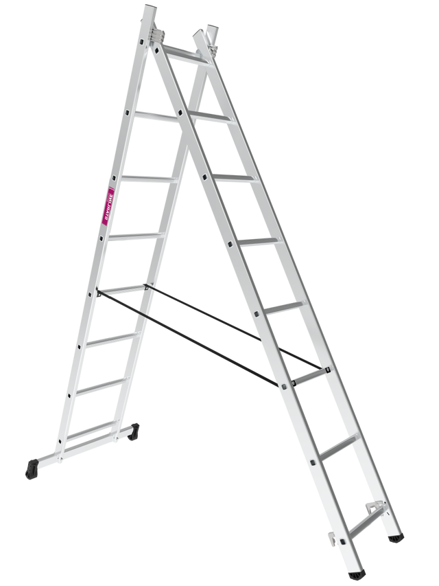 ESCALERA METÁLICA TRANSFORMABLE DE ALUMINIO 8+8 PELDAÑOS