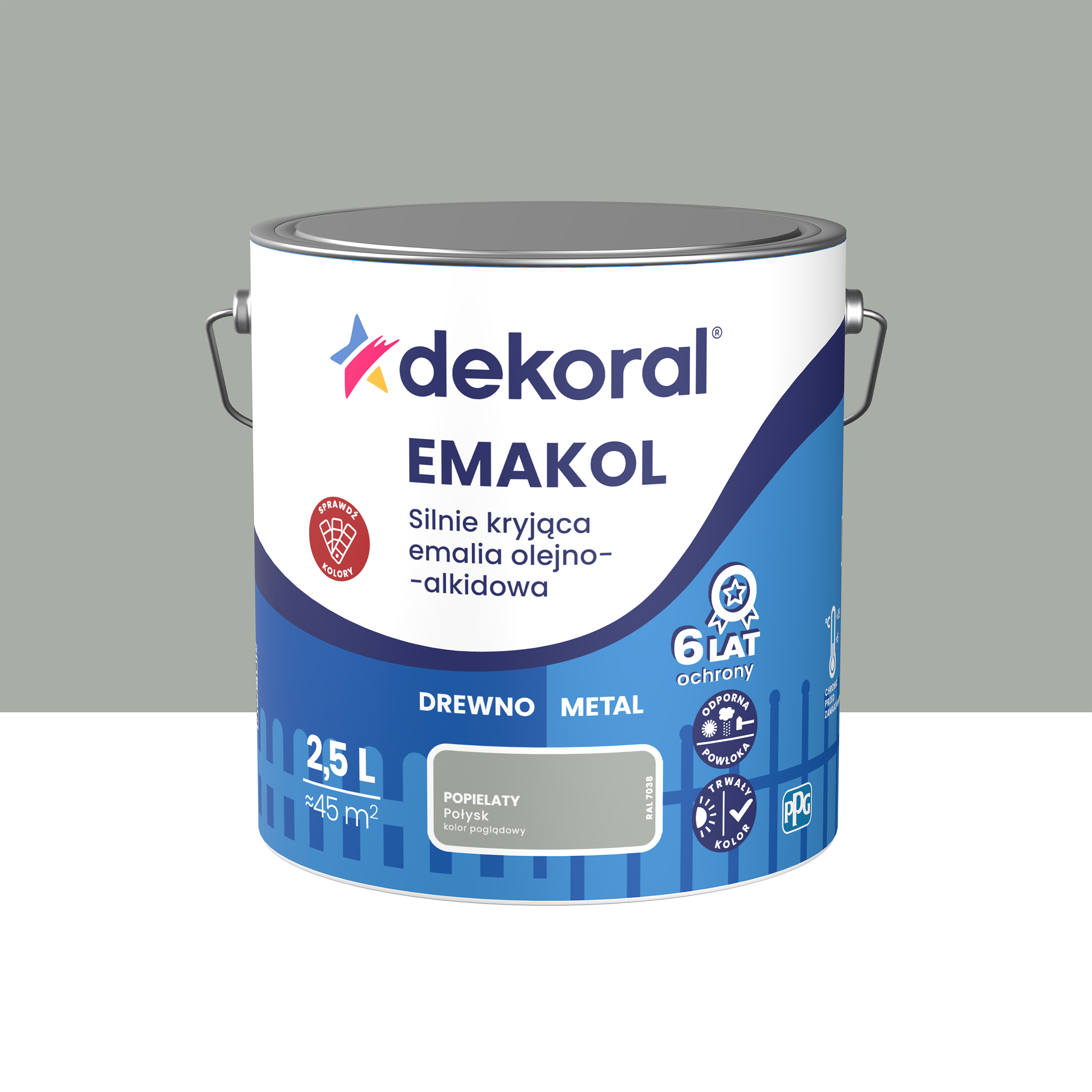 Emalia olejno-alkidowa Emakol drewno metal 2.5 l Popielaty Połysk Dekoral