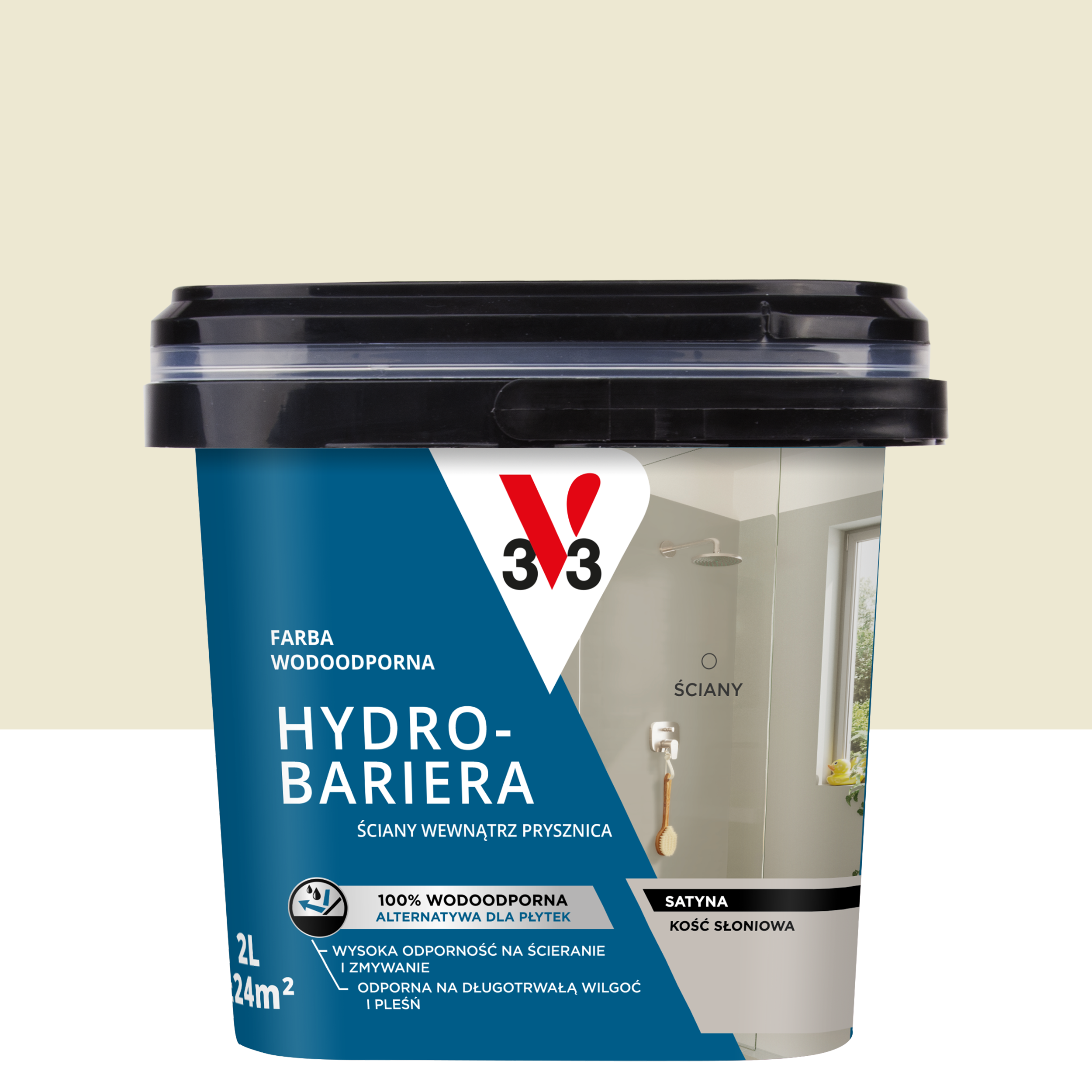 Farba wodoodporna Hydrobariera 2 l Kość słoniowa Satynowy V33