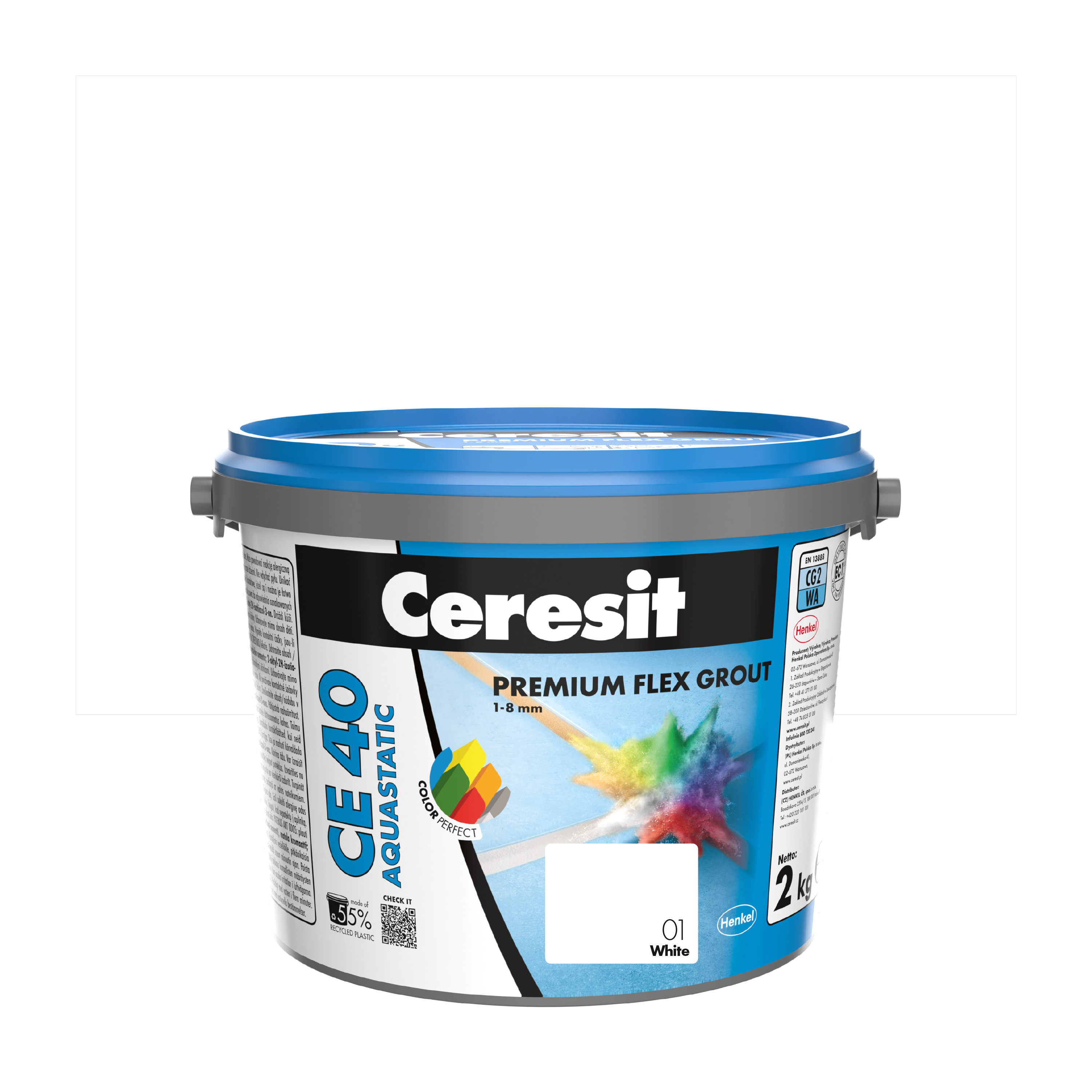 Fuga cementowa wodoodporna CE40 01 biały 2 kg Ceresit