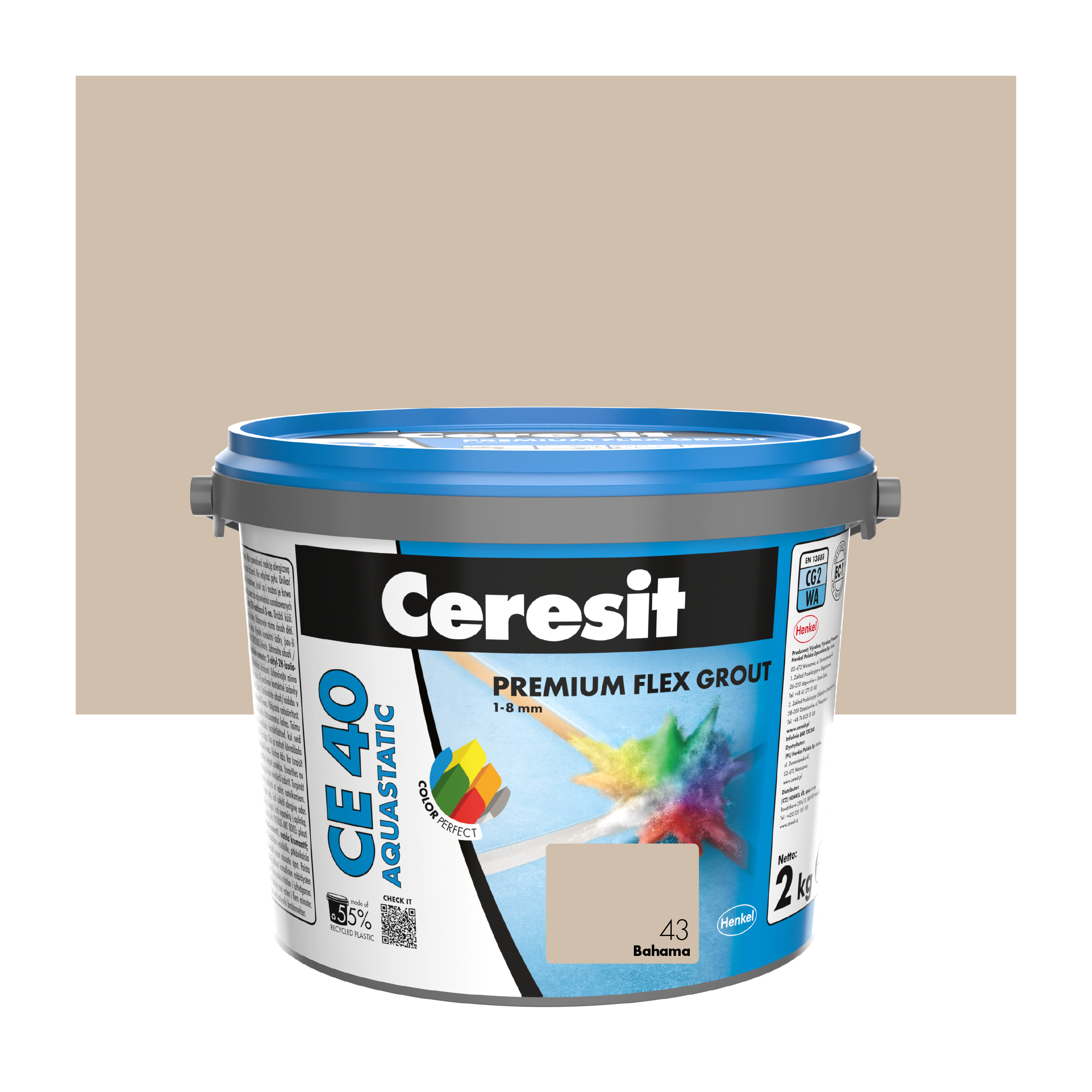 Fuga cementowa wodoodporna CE40 43 beżowy 2 kg Ceresit
