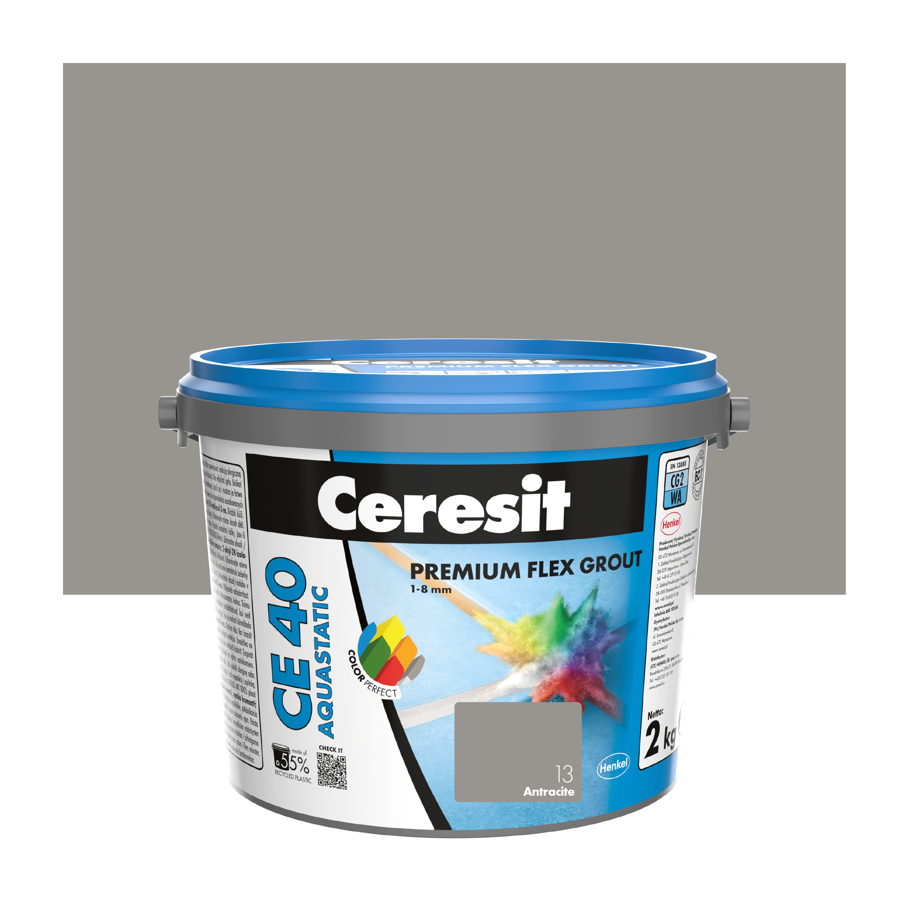 Fuga cementowa wodoodporna CE40 13 ciemny szary 2 kg Ceresit