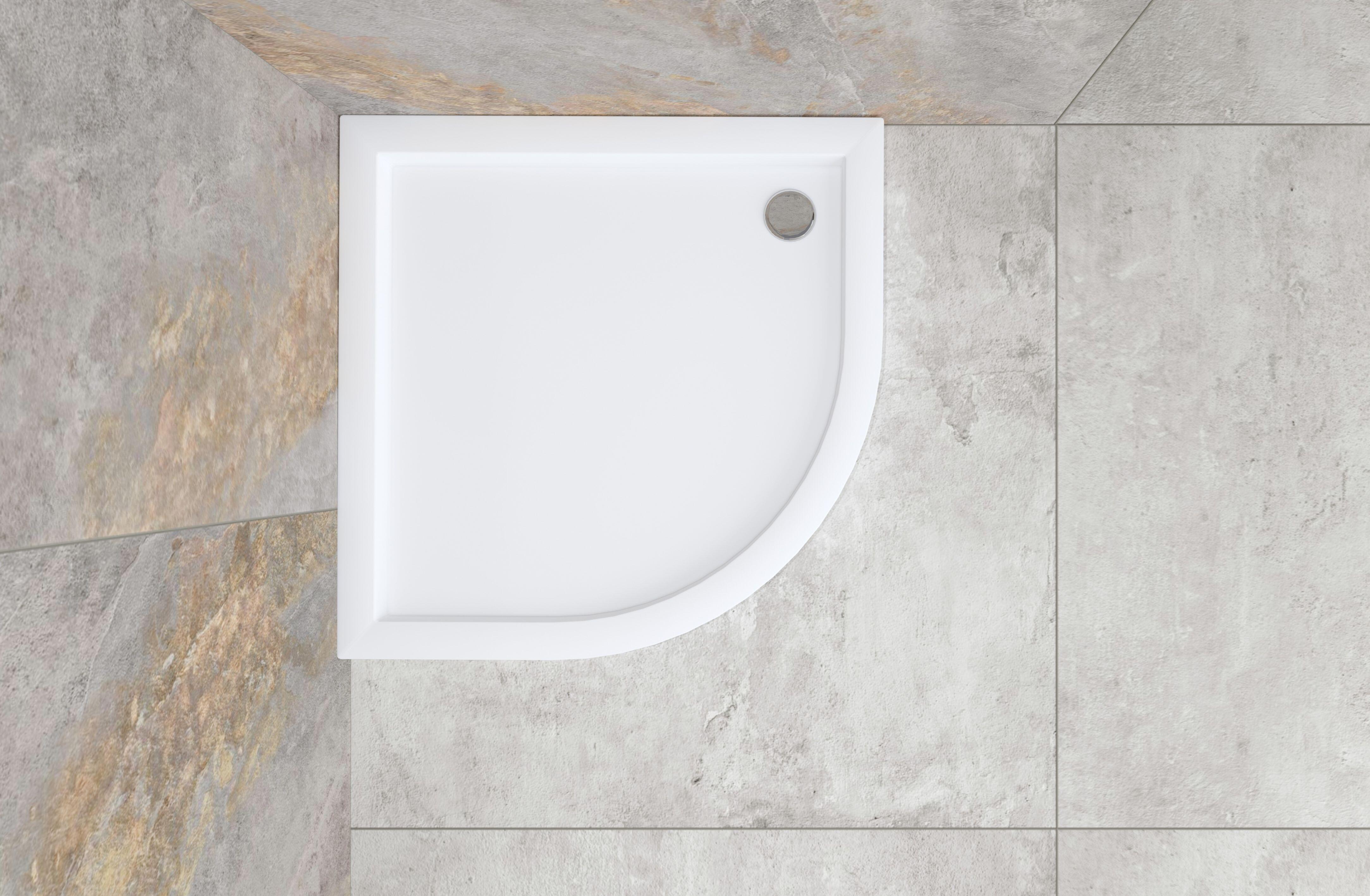 Brodzik do kabiny prysznicowej 1/4 koła Ipsilon 90x90x5 cm biały gładki Sensea - 4