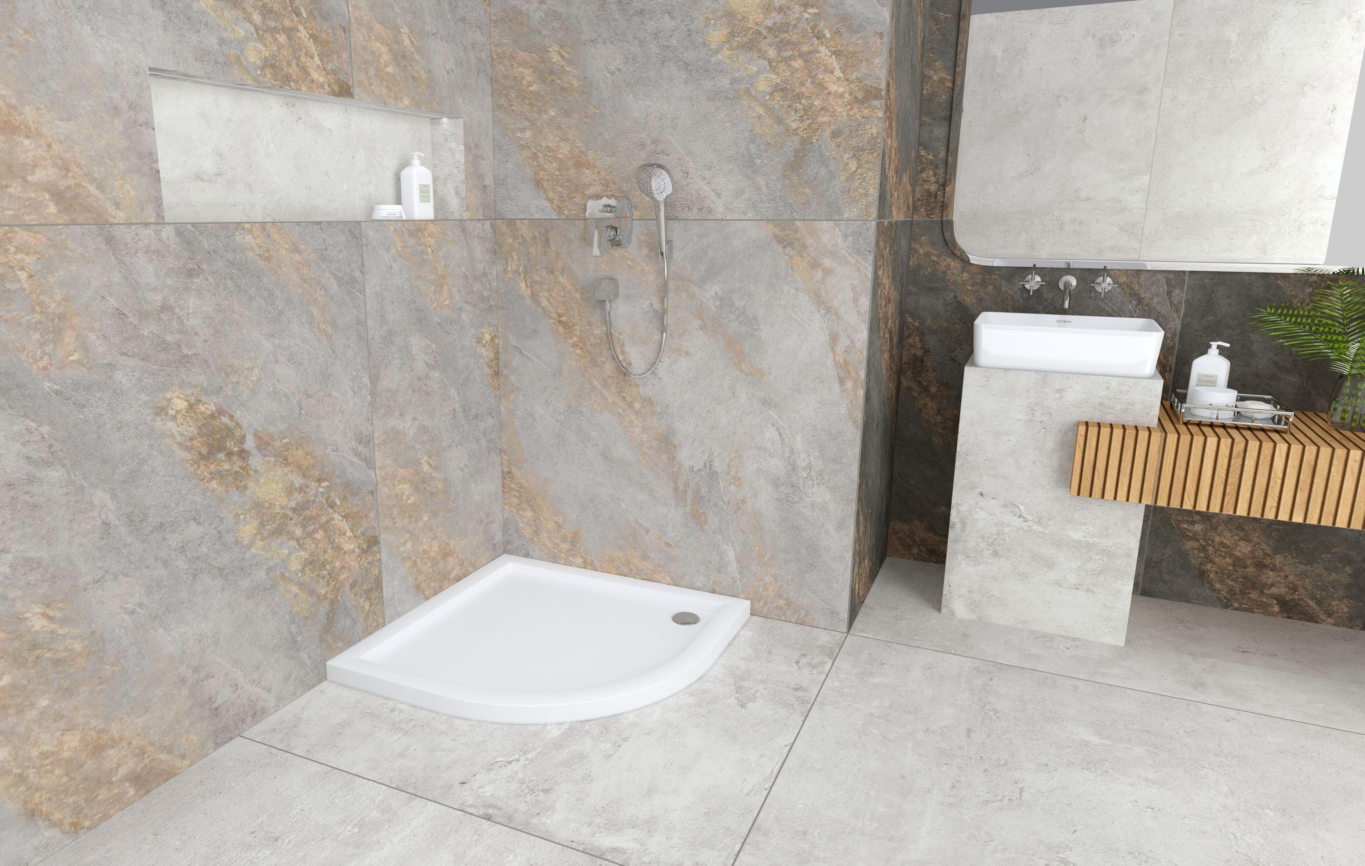 Brodzik do kabiny prysznicowej 1/4 koła Ipsilon 90x90x5 cm biały gładki Sensea - 3