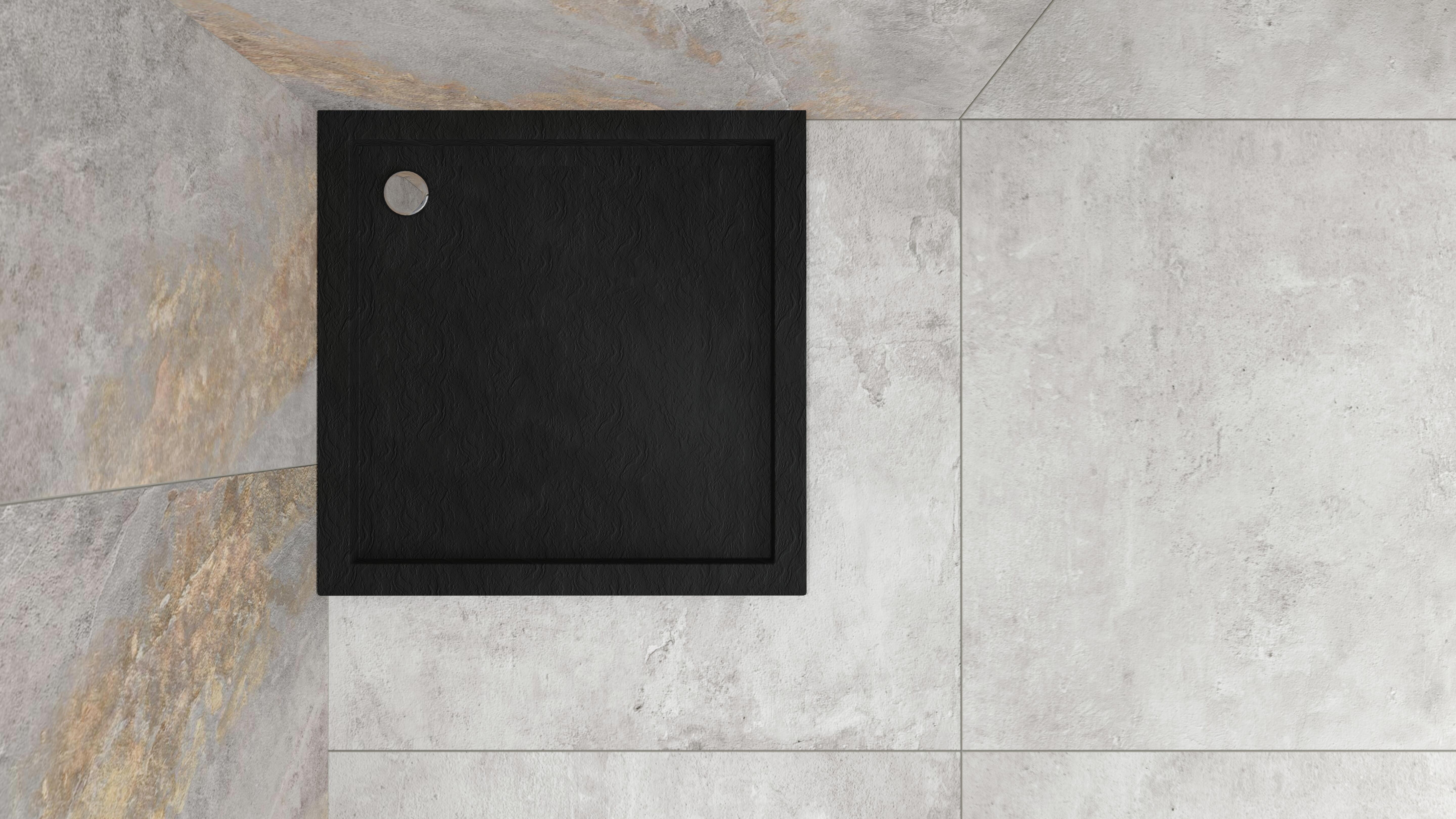Brodzik Kwadratowy Sensea Ipsilon 80 x 80 x 5 cm Czarny Kamień - 3