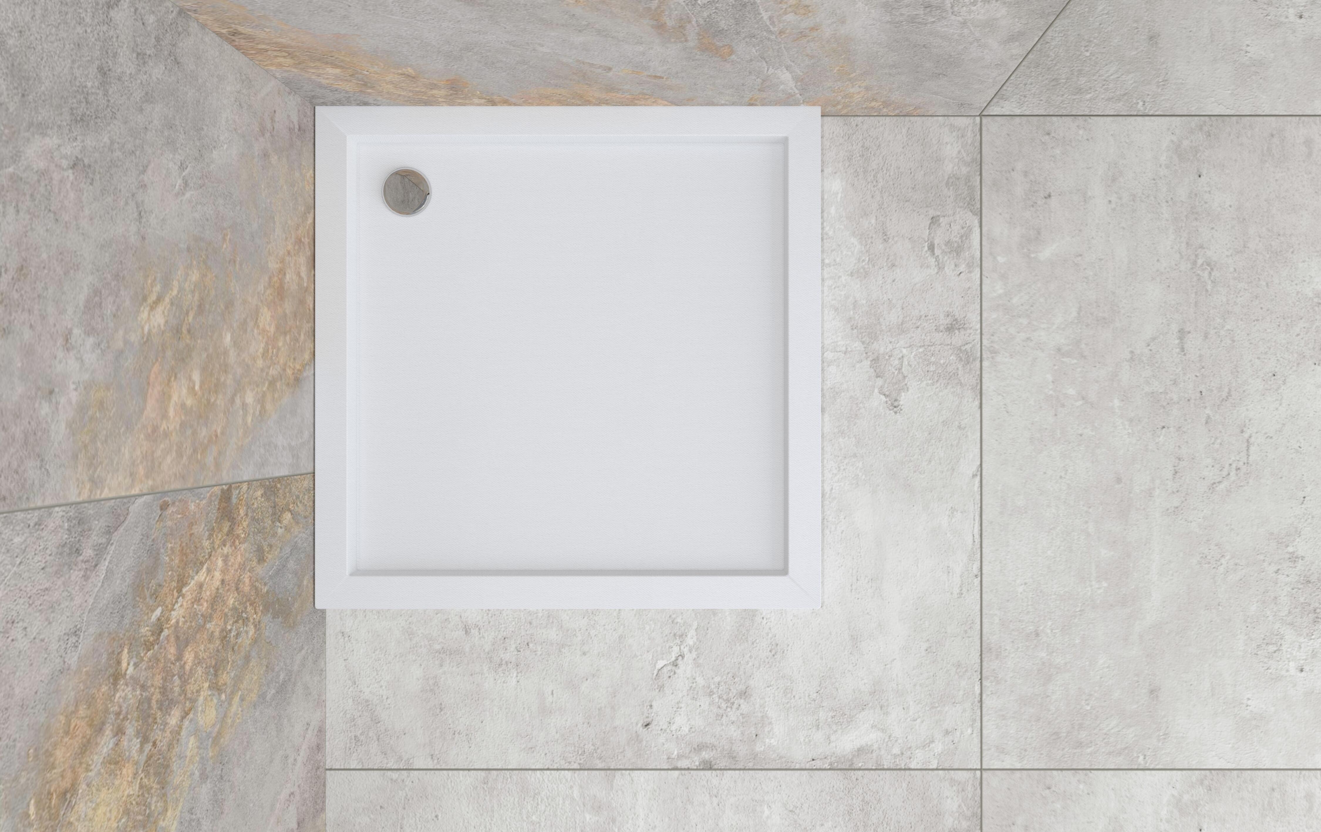 Brodzik prostokątny Sensea Ipsilon 70 × 90 x 5 cm biały gładki - 4