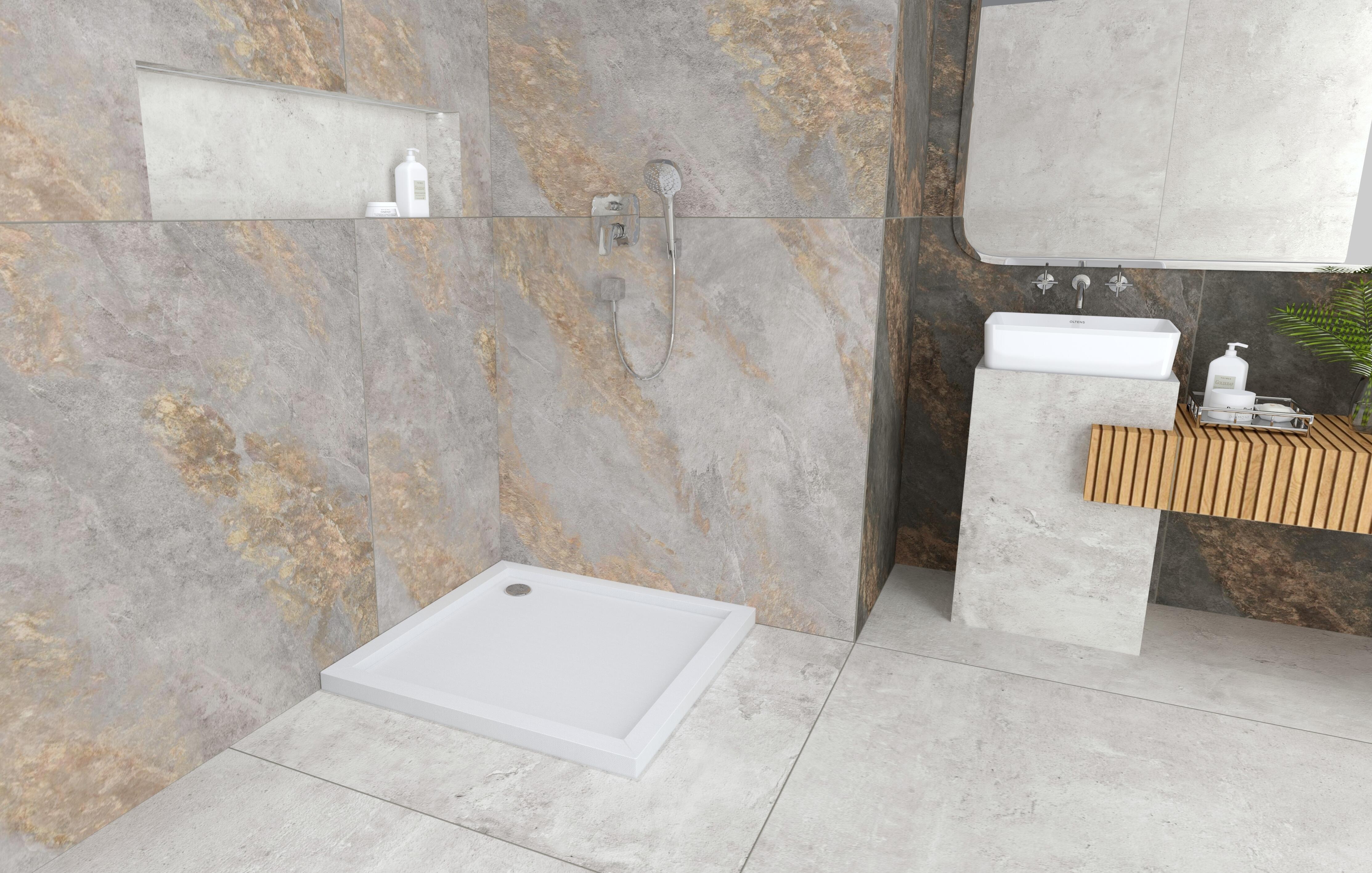 Brodzik prostokątny Sensea Ipsilon 70 × 90 x 5 cm biały gładki - 3