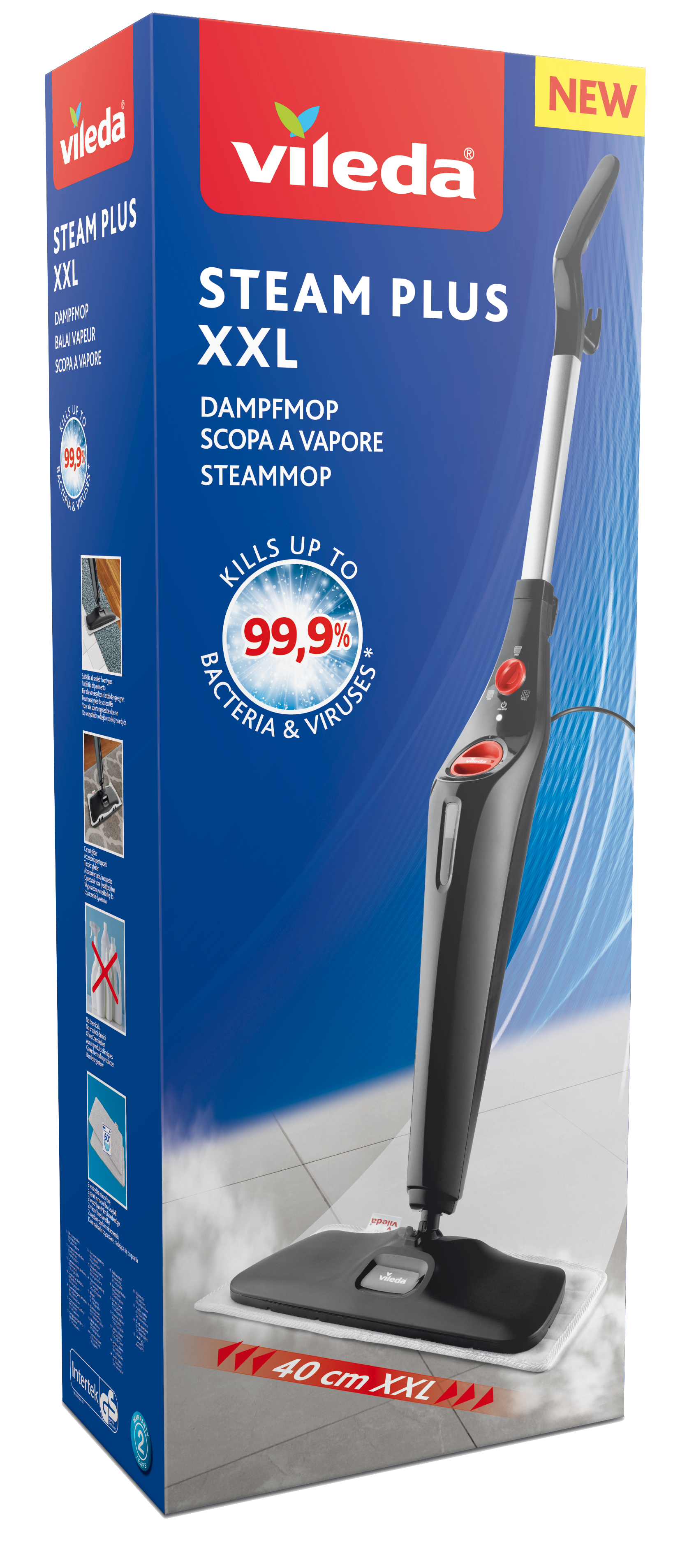 Mop parowy Steam Plus XXL 1550 W 400 ml + 2 wkłady 40 cm Vileda - 2