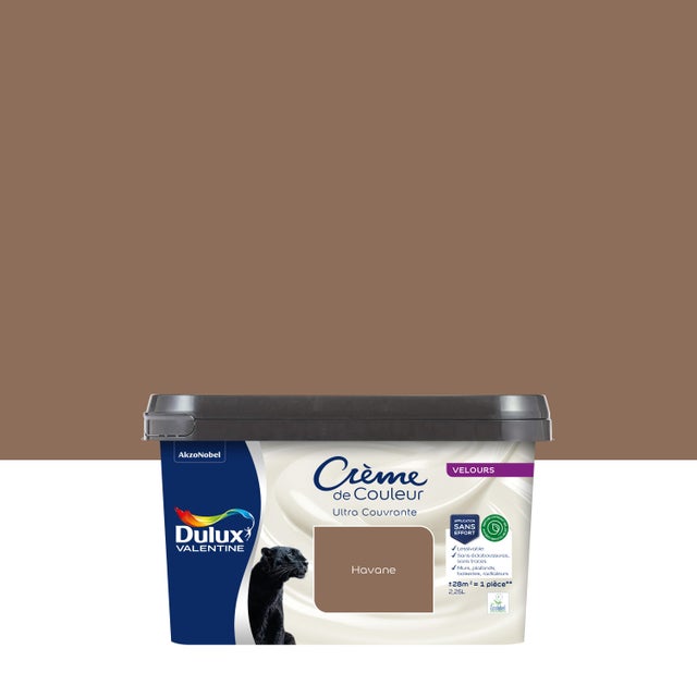 Peinture mur havane velours DULUX VALENTINE Crème de couleur 2.25L