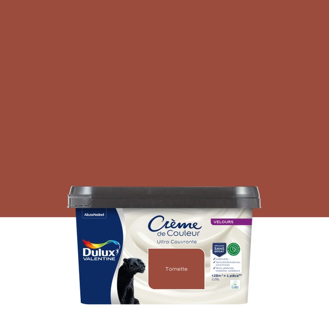 Peinture mur tomette velours DULUX VALENTINE Crème de couleur 2.25L