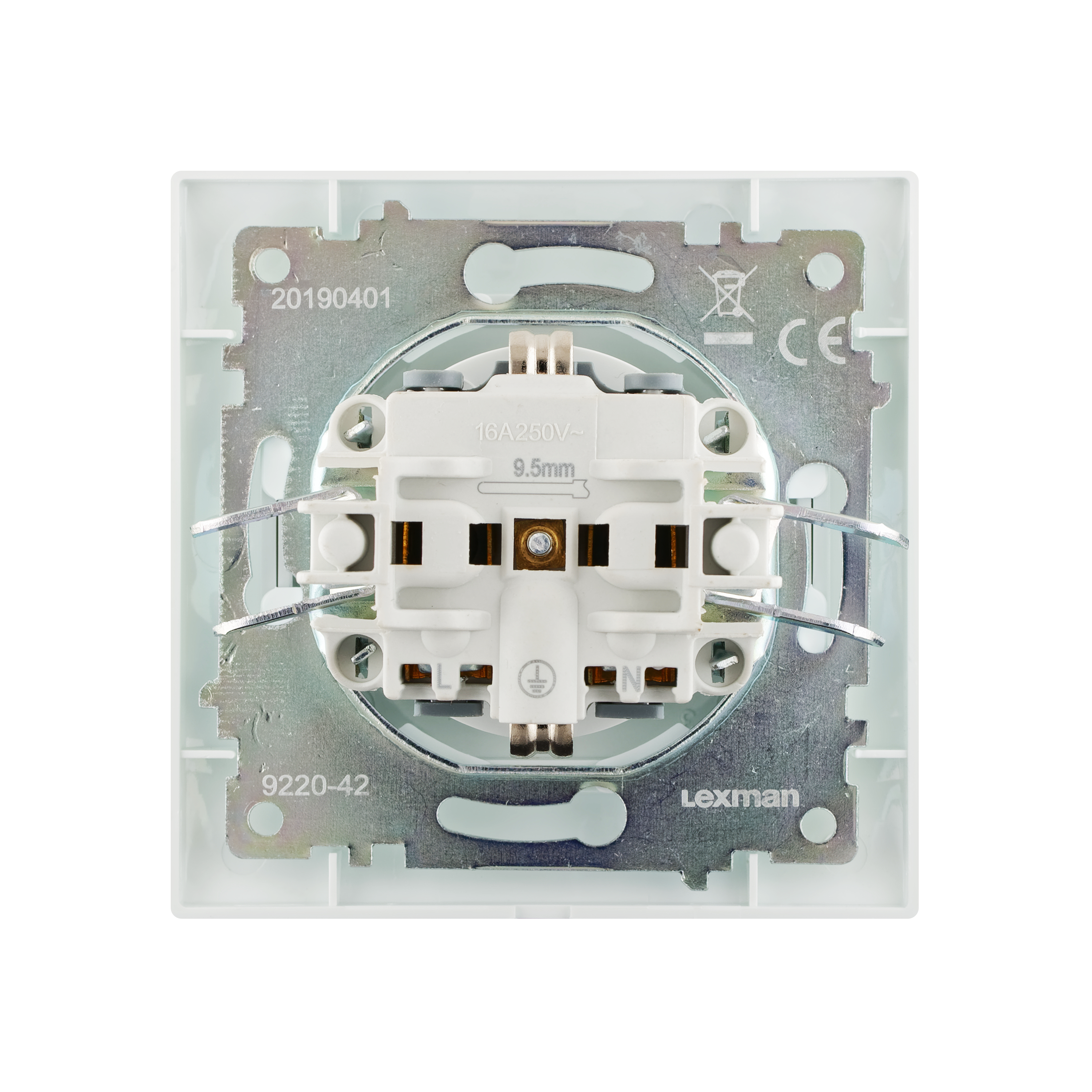 Tomada tipo F com terra de encastrar branco Lexman Lika - 5
