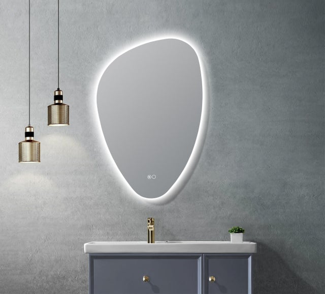 Espejo de baño triangular con luz LED funcional Triangle 60x90 cm con antivaho, táctil color plata