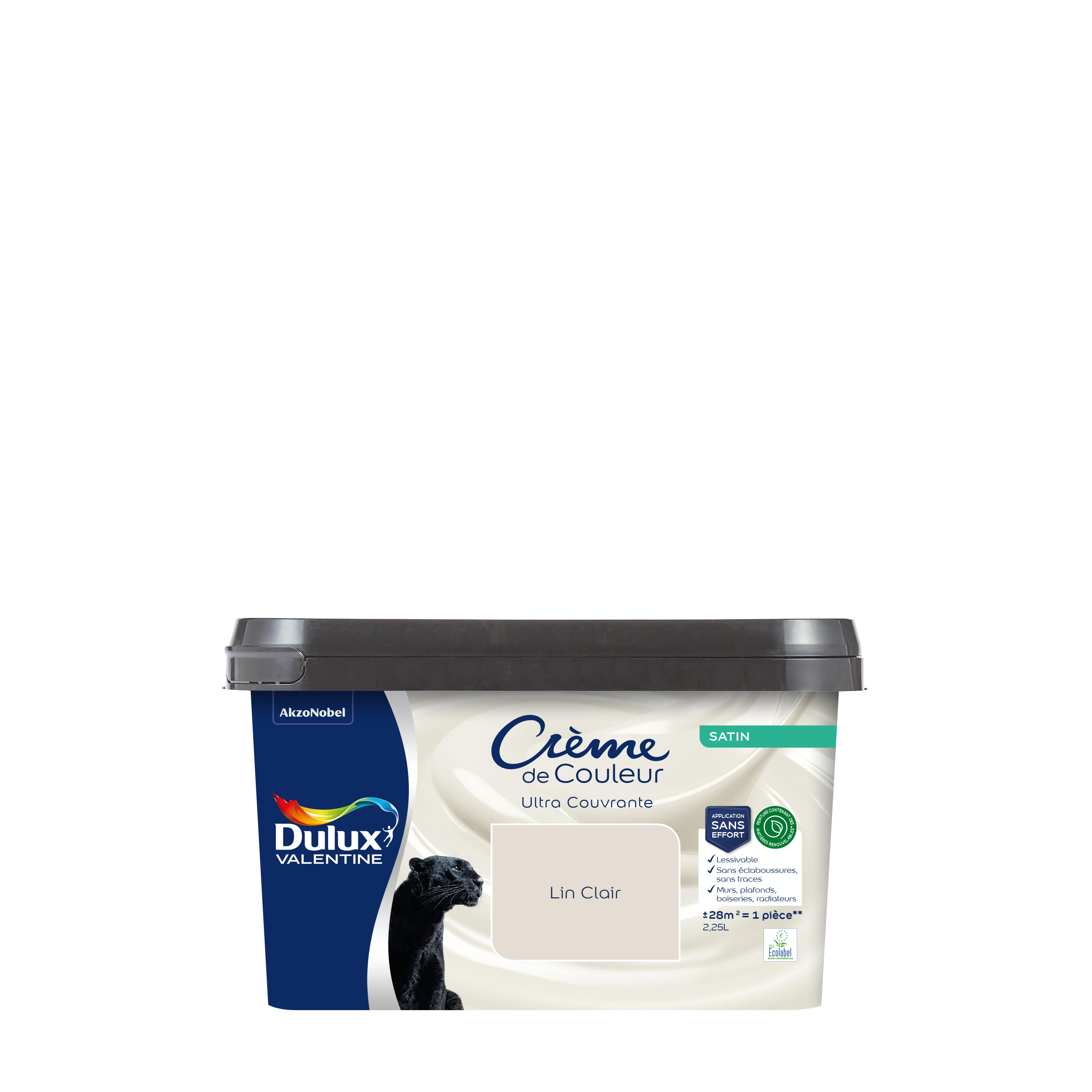 Peinture mur lin clair satin DULUX VALENTINE Crème de couleur 2.25L - 4