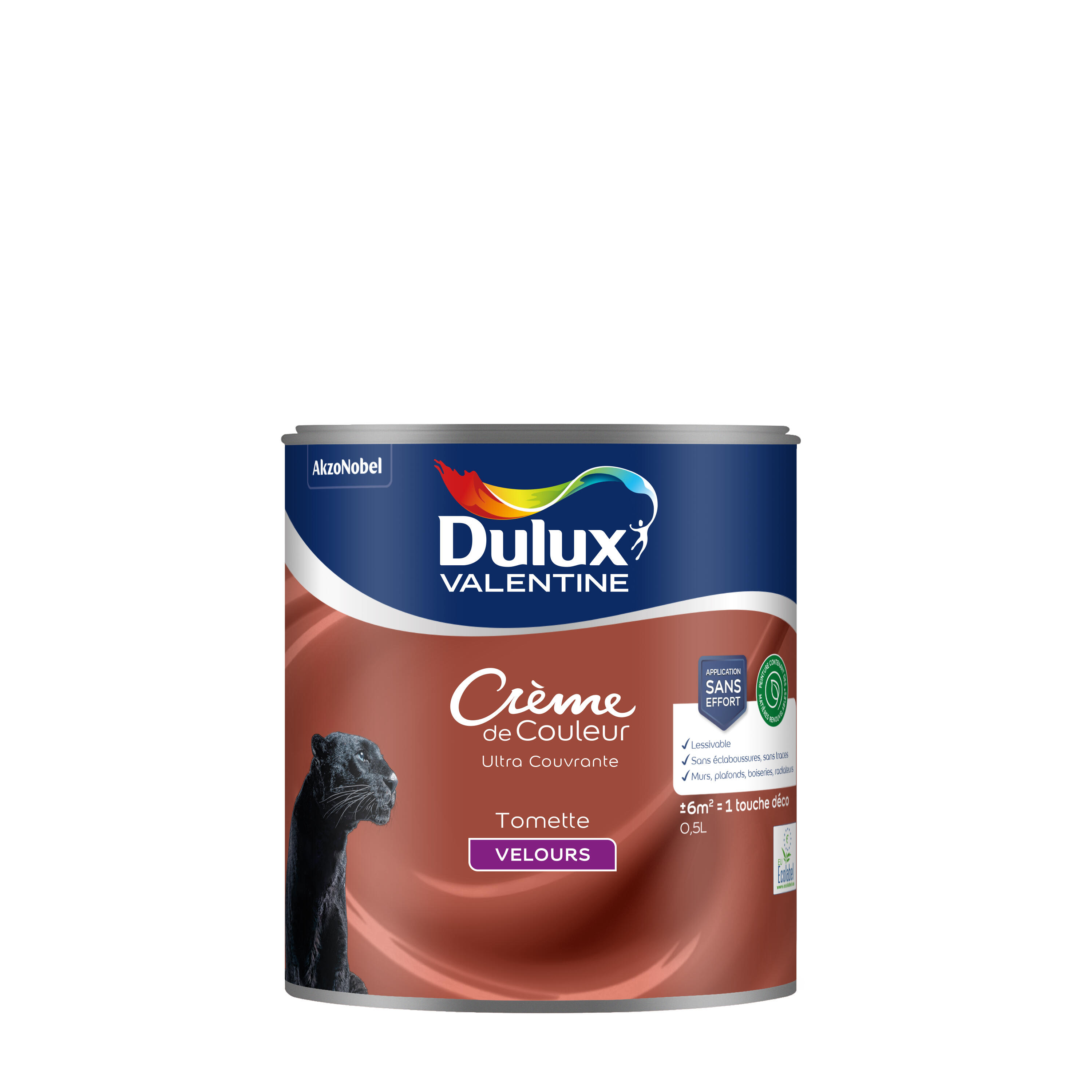 Peinture mur tomette velours DULUX VALENTINE Crème de couleur 0.5L - 4