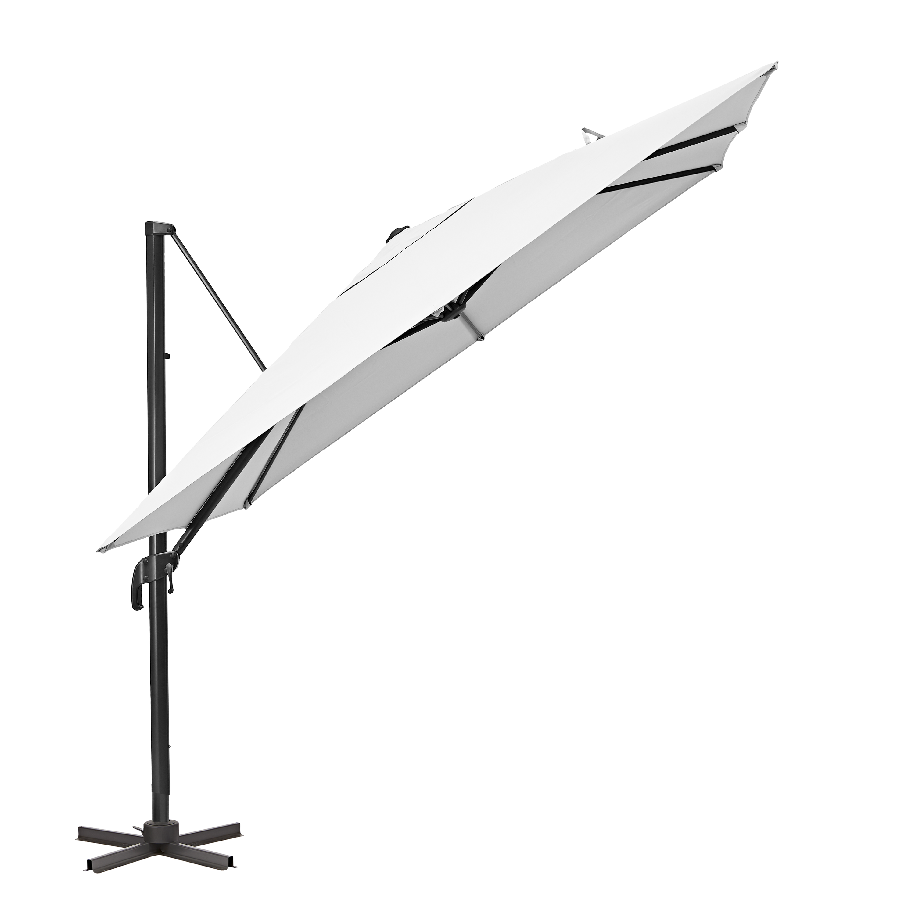 Ombrellone a palo laterale grigio Aura NATERIAL con telo quadrato bianco L 286 x P 286 x H 264 cm - 12