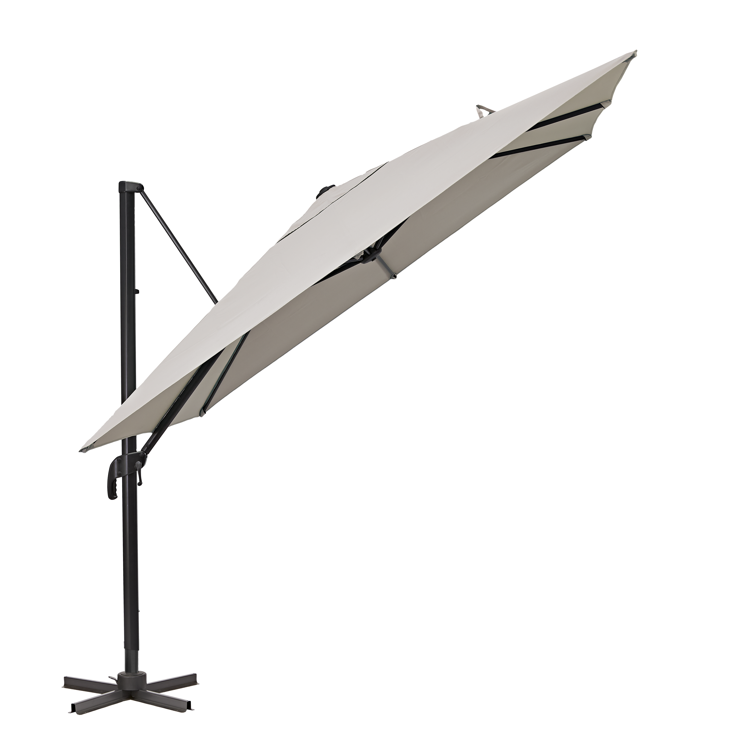 Ombrellone a palo laterale grigio Aura NATERIAL con telo quadrato tortora L 286 x P 286 x H 264 cm - 13