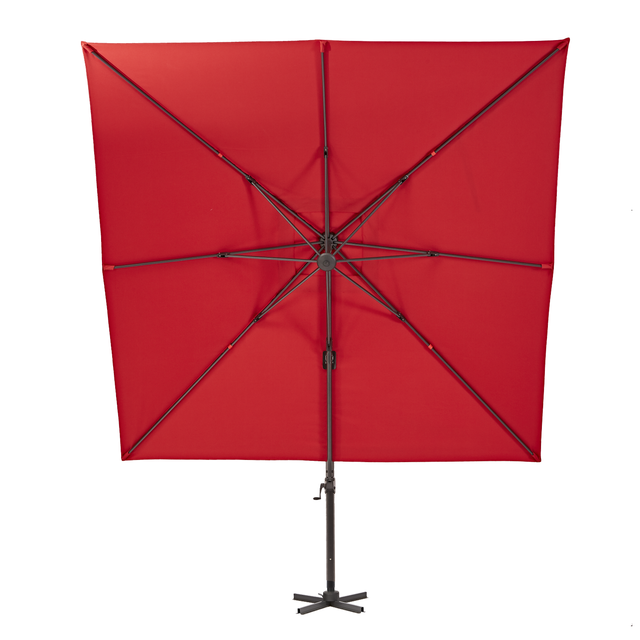 Parasol excéntrico de aluminio / acero NATERIAL Aura rojo 286x286 cm