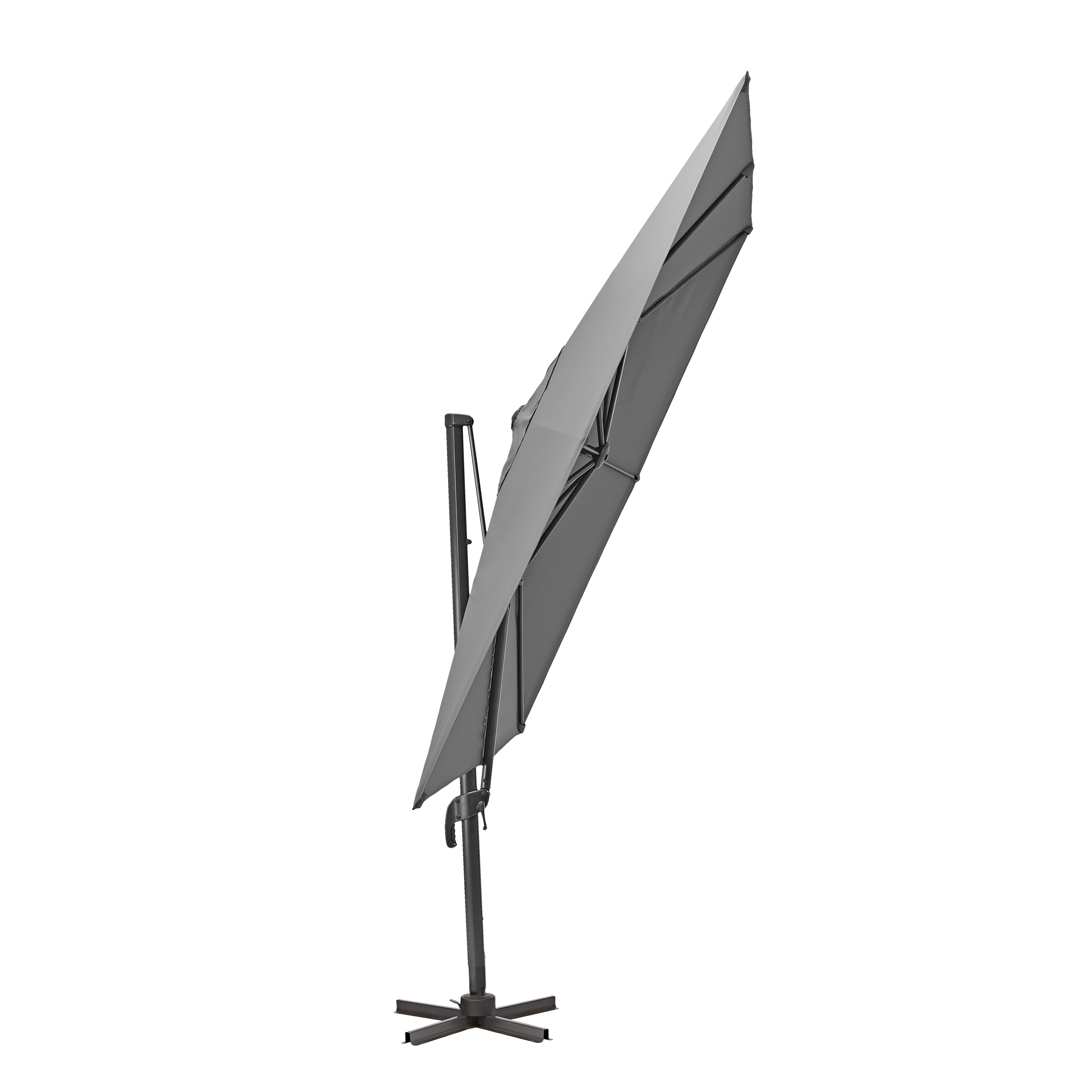 Ombrellone a palo laterale grigio Aura NATERIAL con telo quadrato antracite L 286 x P 286 x H 264 cm - 16