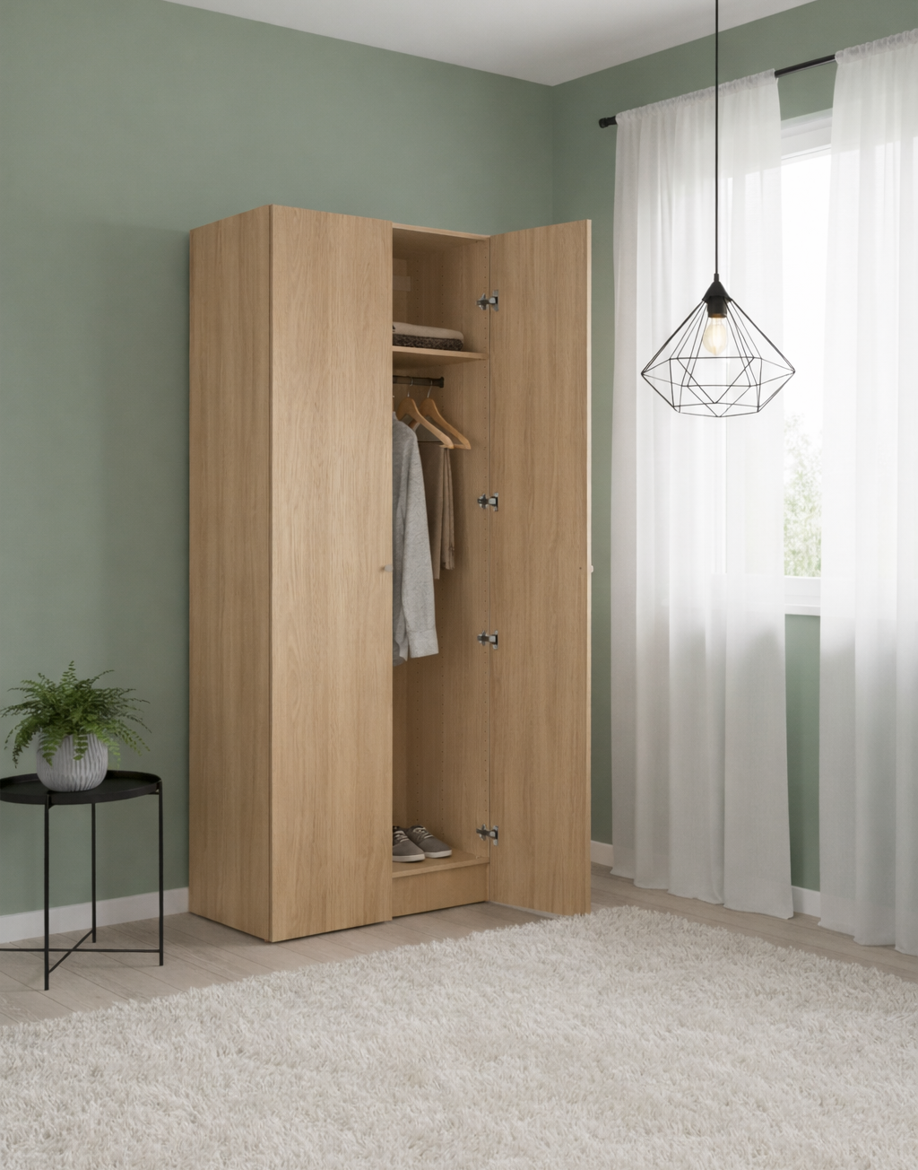 Visillo cinta frunce, trabillas Deryl algodón de 300x280cm INSPIRE liso blanco - 9