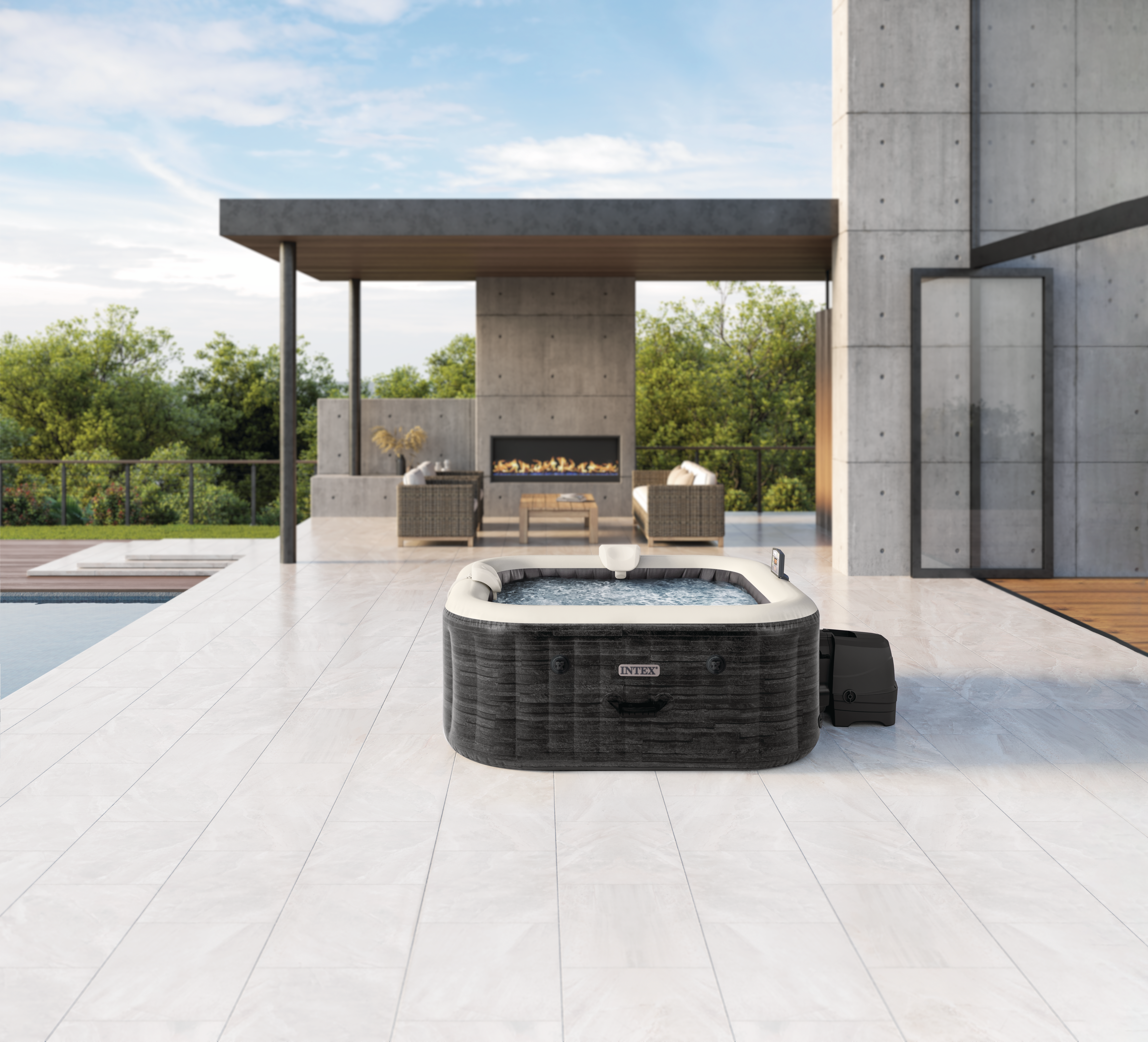 Pure spa ardoise INTEX carré, 4 places - 2