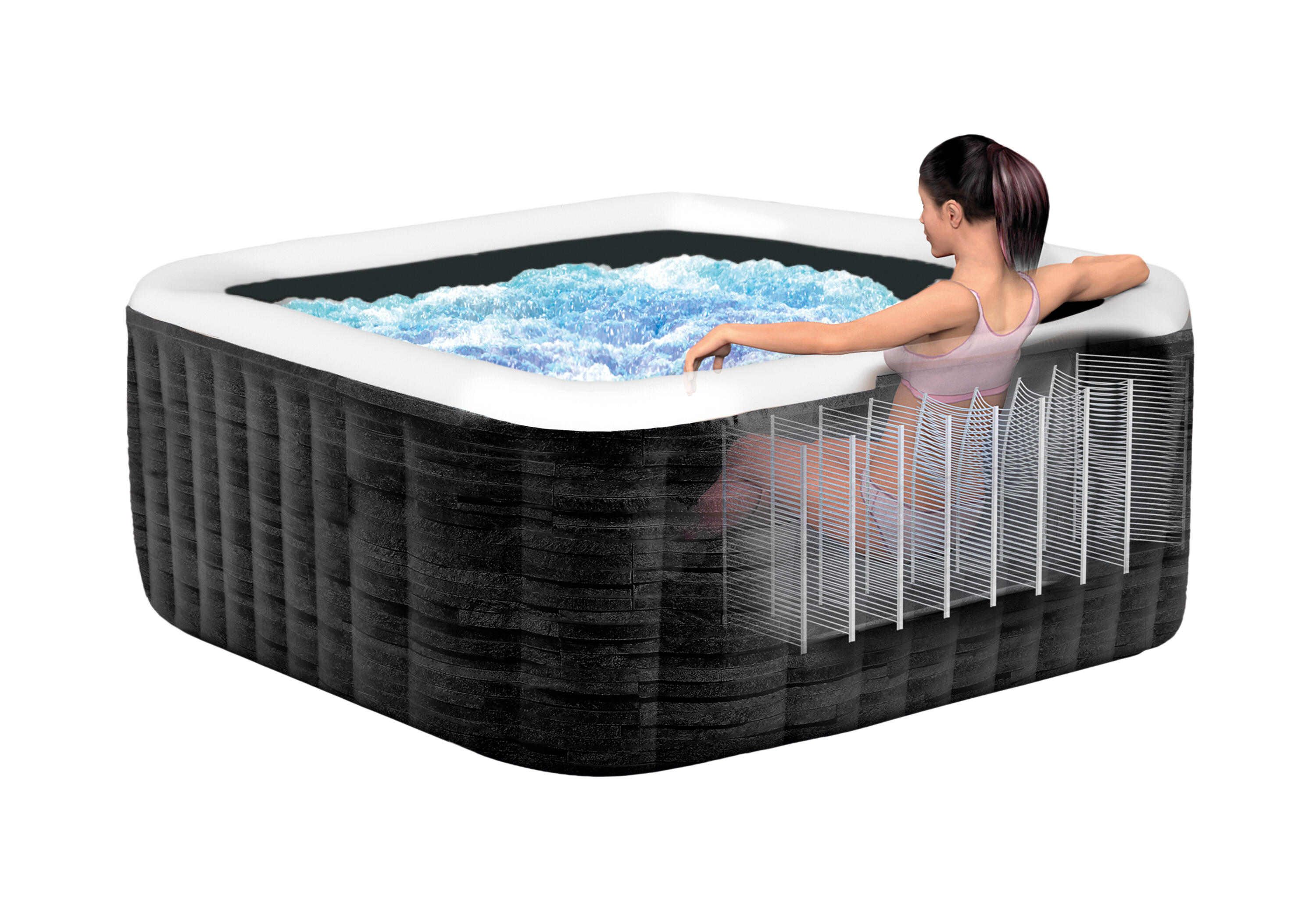 Pure spa ardoise INTEX carré, 4 places - 7