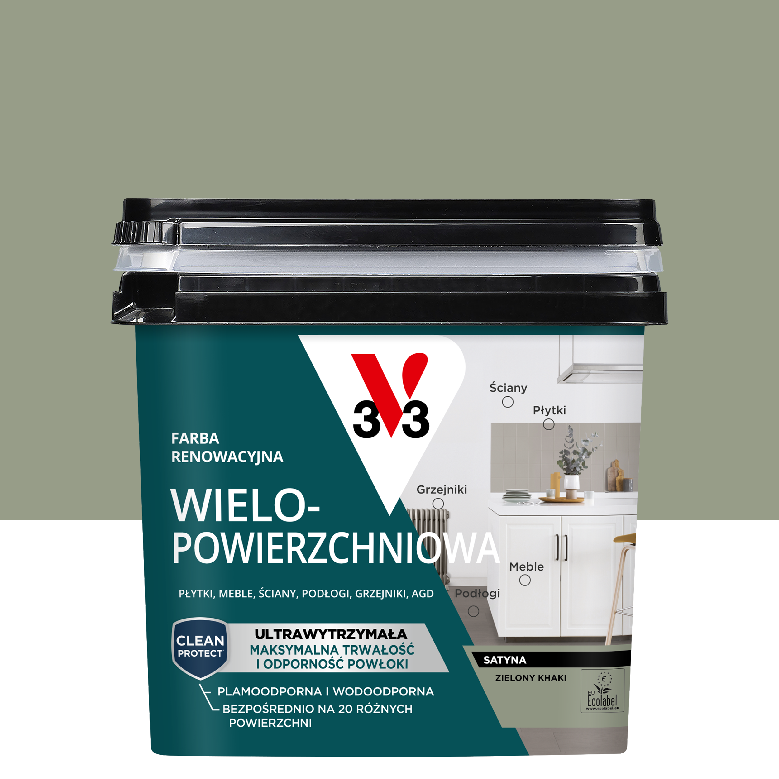 Farba renowacyjna Wielopowierzchniowa 0.75 l Zielony khaki Satynowy V33