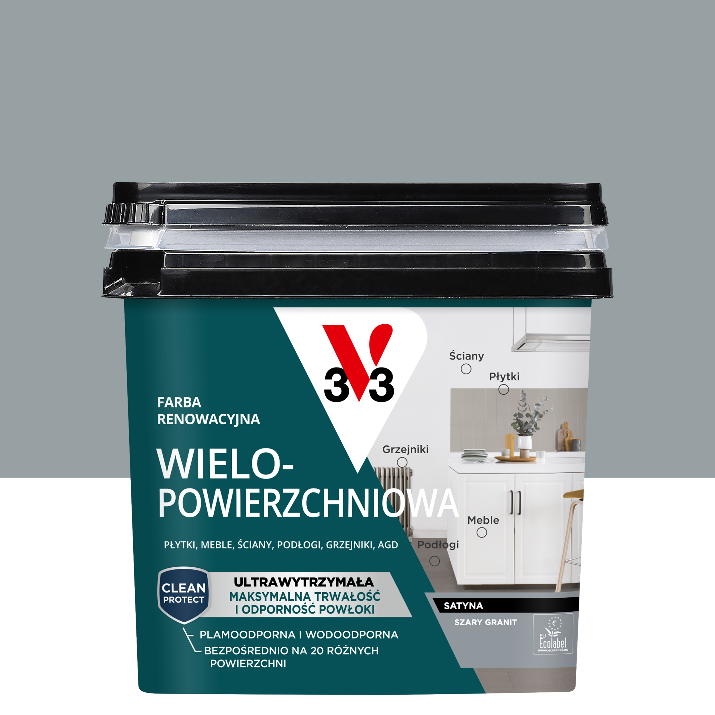 Farba renowacyjna wielopowierzchniowa 0.75l Satyna Szary Granit 3V3