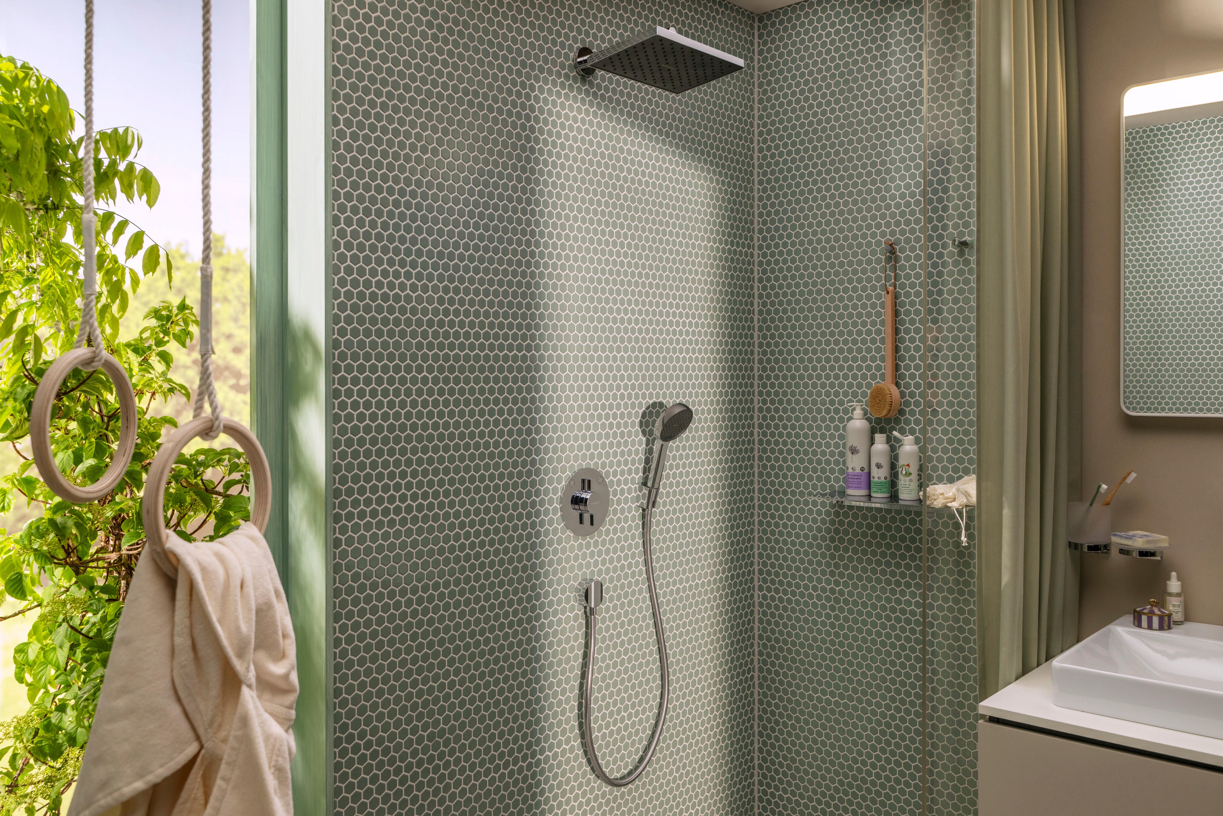 Trio (pommeau douche, flexible support douche) 2 jets chromé Activera HANSGROHE - 5