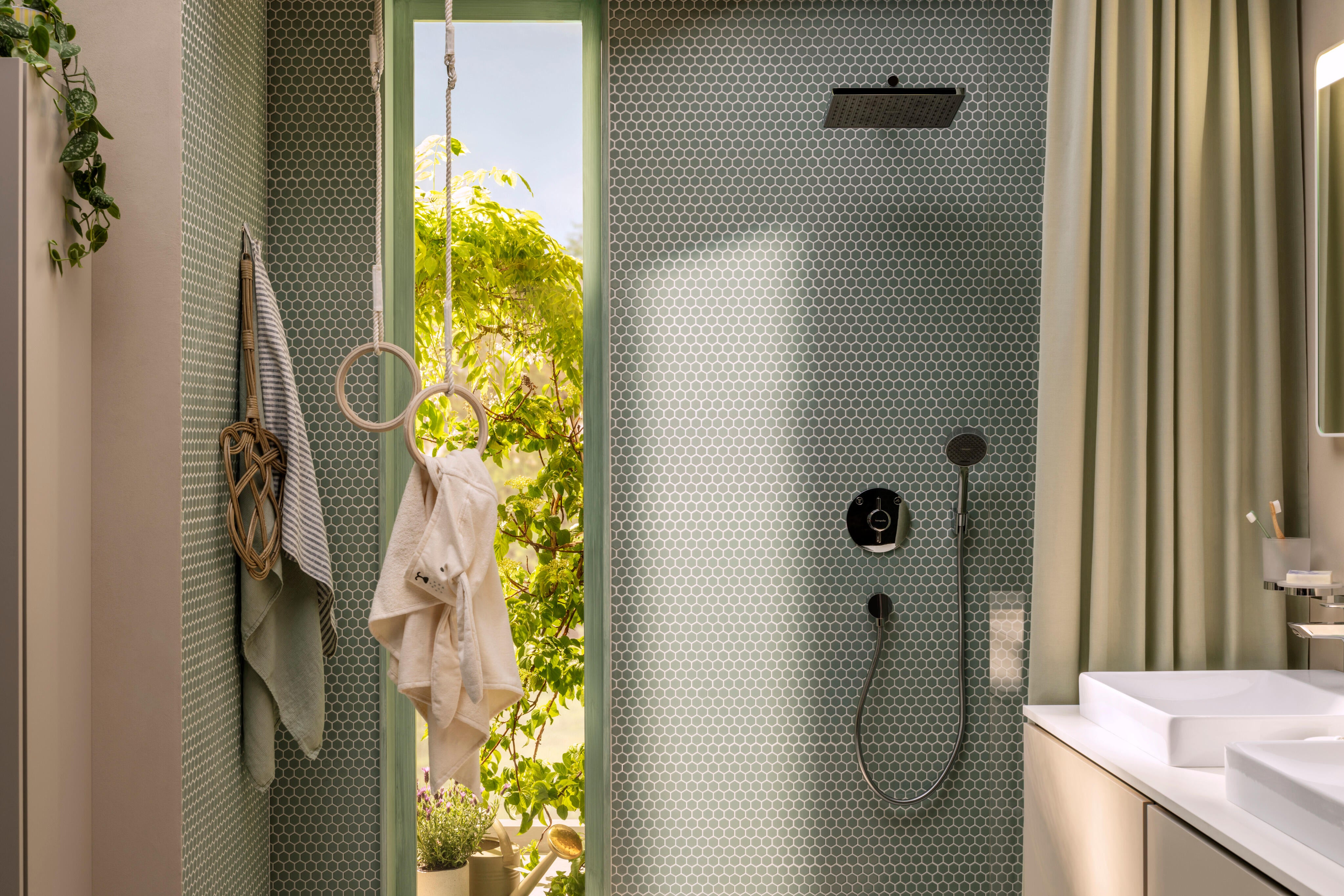 Trio (pommeau douche, flexible support douche) 2 jets chromé Activera HANSGROHE - 4