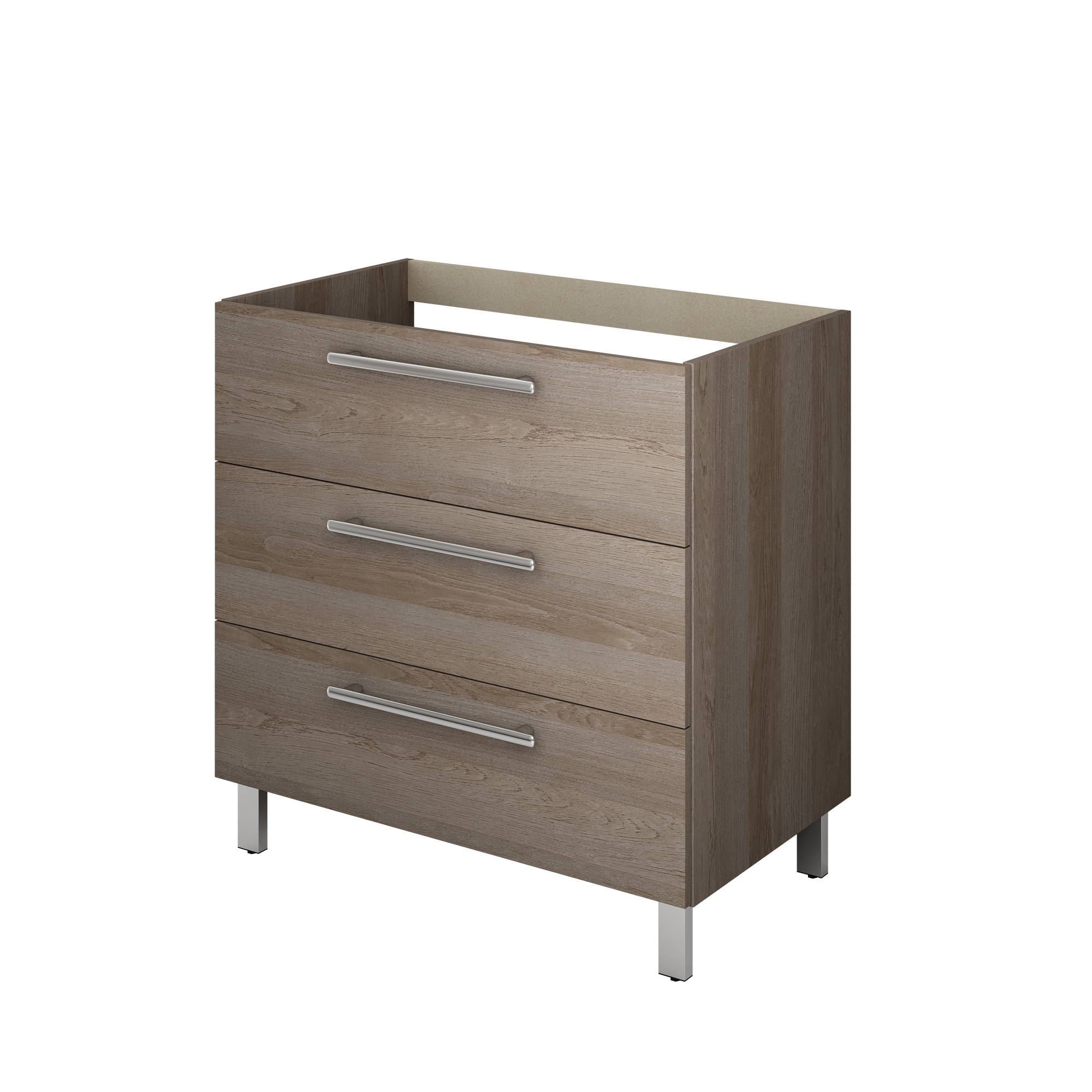 Base Remix 3 cassetti, L80 X P45 X H57.7 cm rovere grigio, con piedini ...