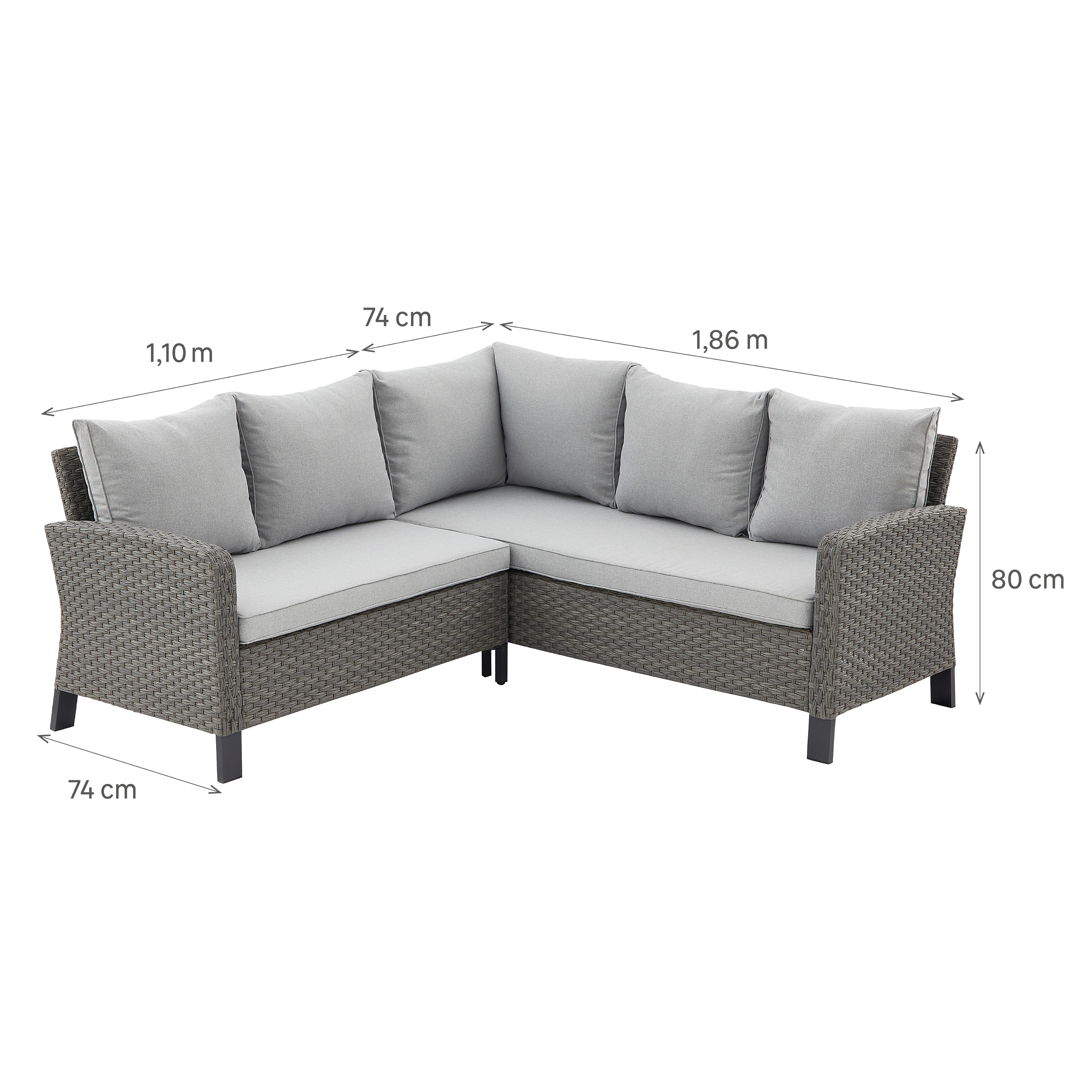Sofa ogrodowa narożna Drios szara 5 osób Naterial - 5