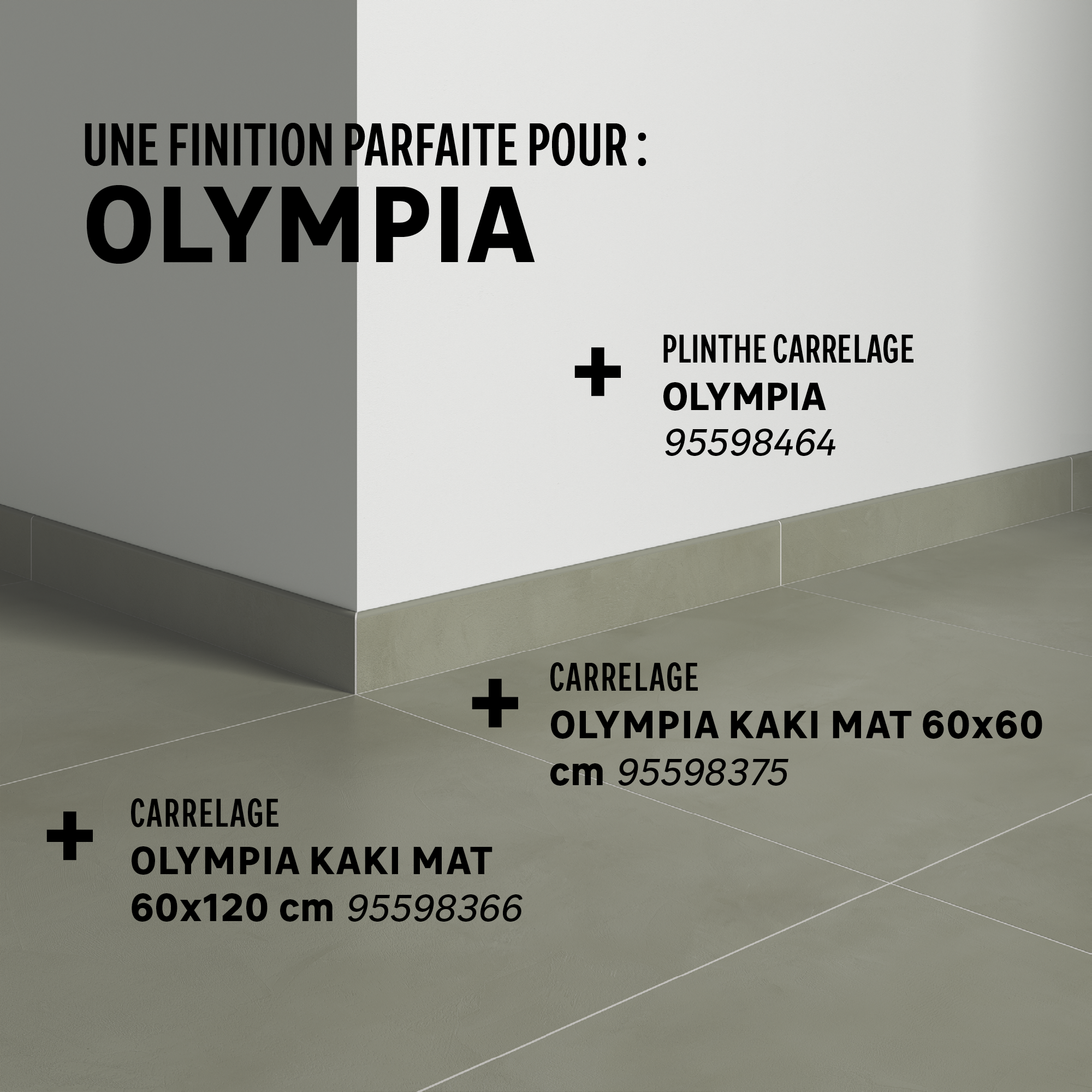 Lot de 2 plinthes olympia kaki 8xL. 59.5 cm, Ep.9.5 mm - 4