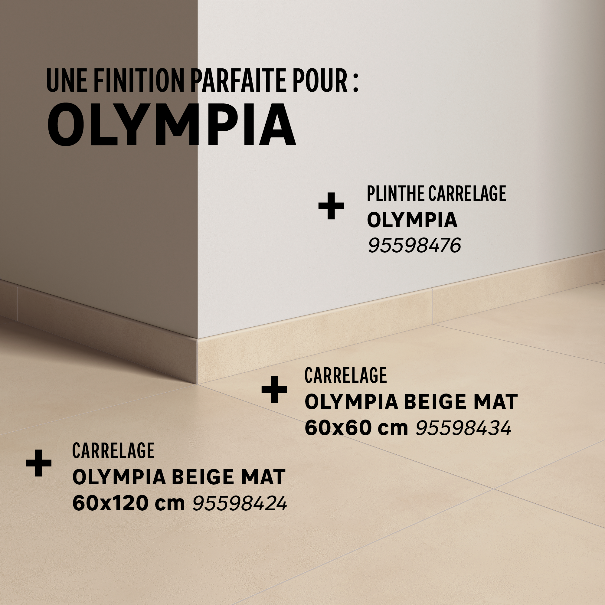 Lot de 2 plinthes olympia beige 8 x L. 59.5 cm, Ep.9.5 mm - 4