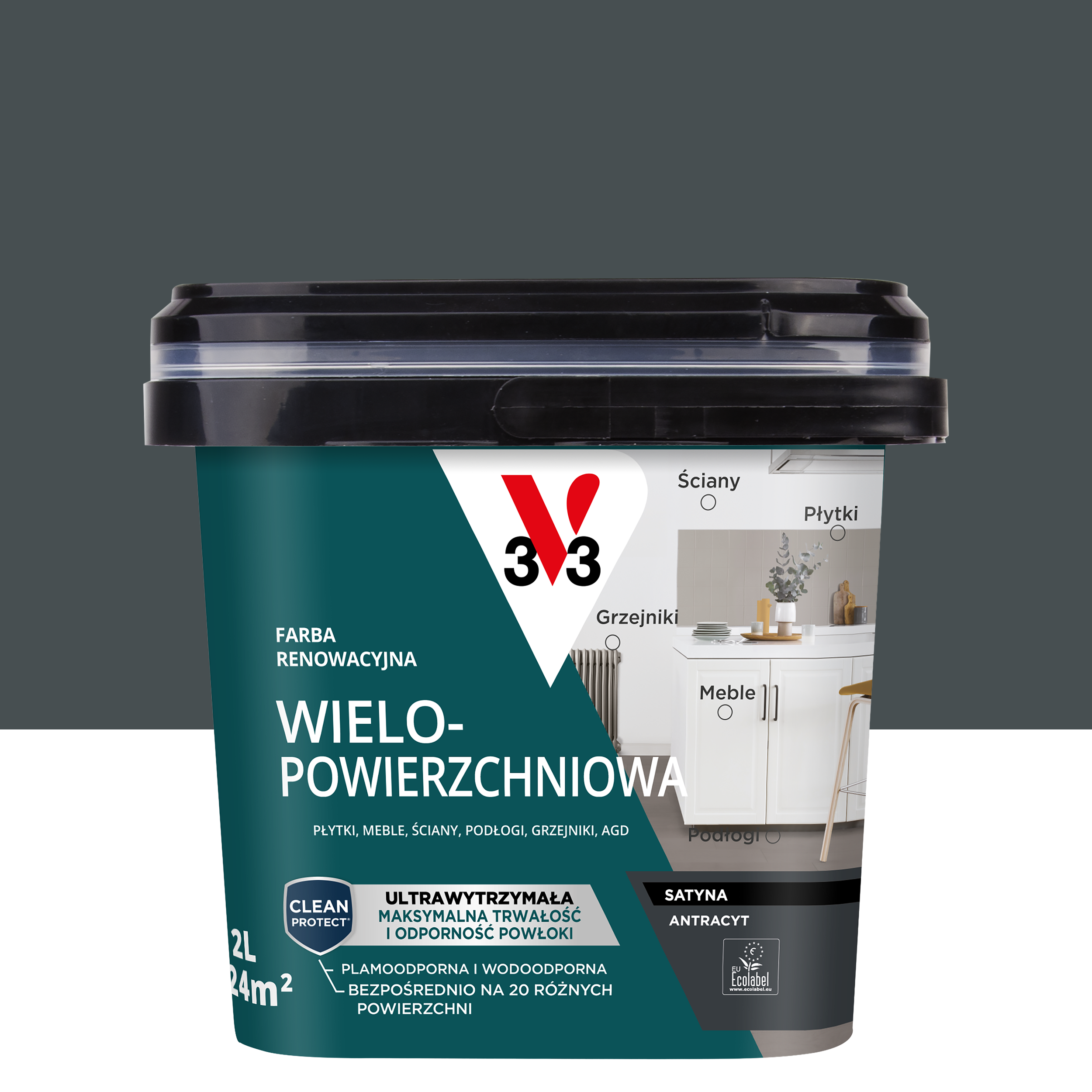 Farba renowacyjna Wielopowierzchniowa 2 l Antracyt Satynowy V33