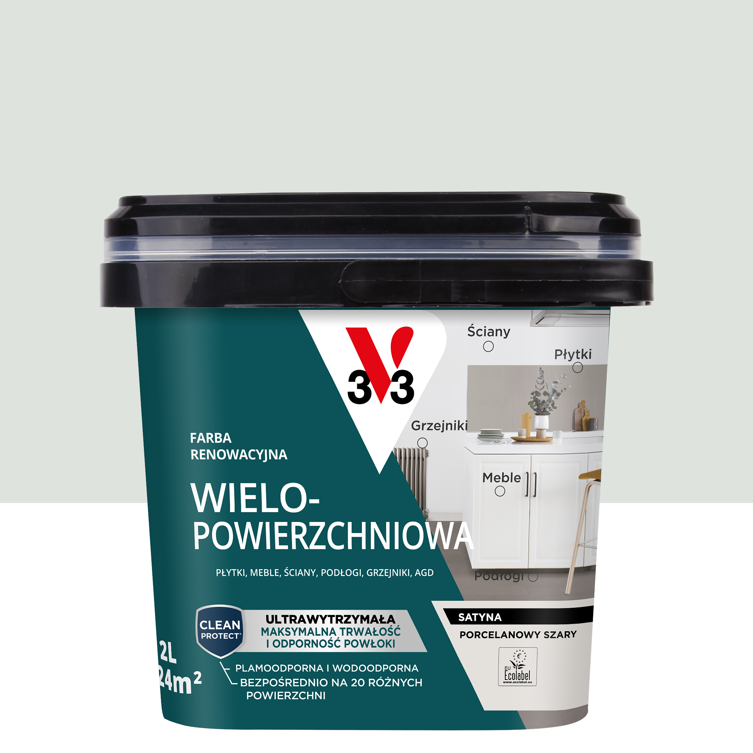 Farba renowacyjna Wielopowierzchniowa 2 l Porcelanowy szary Satynowy V33