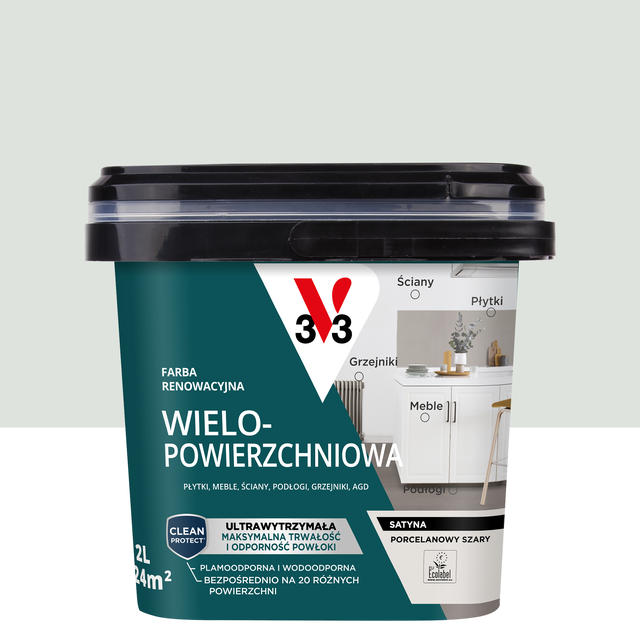 Farba renowacyjna Wielopowierzchniowa 2 l Porcelanowy szary Satynowy V33