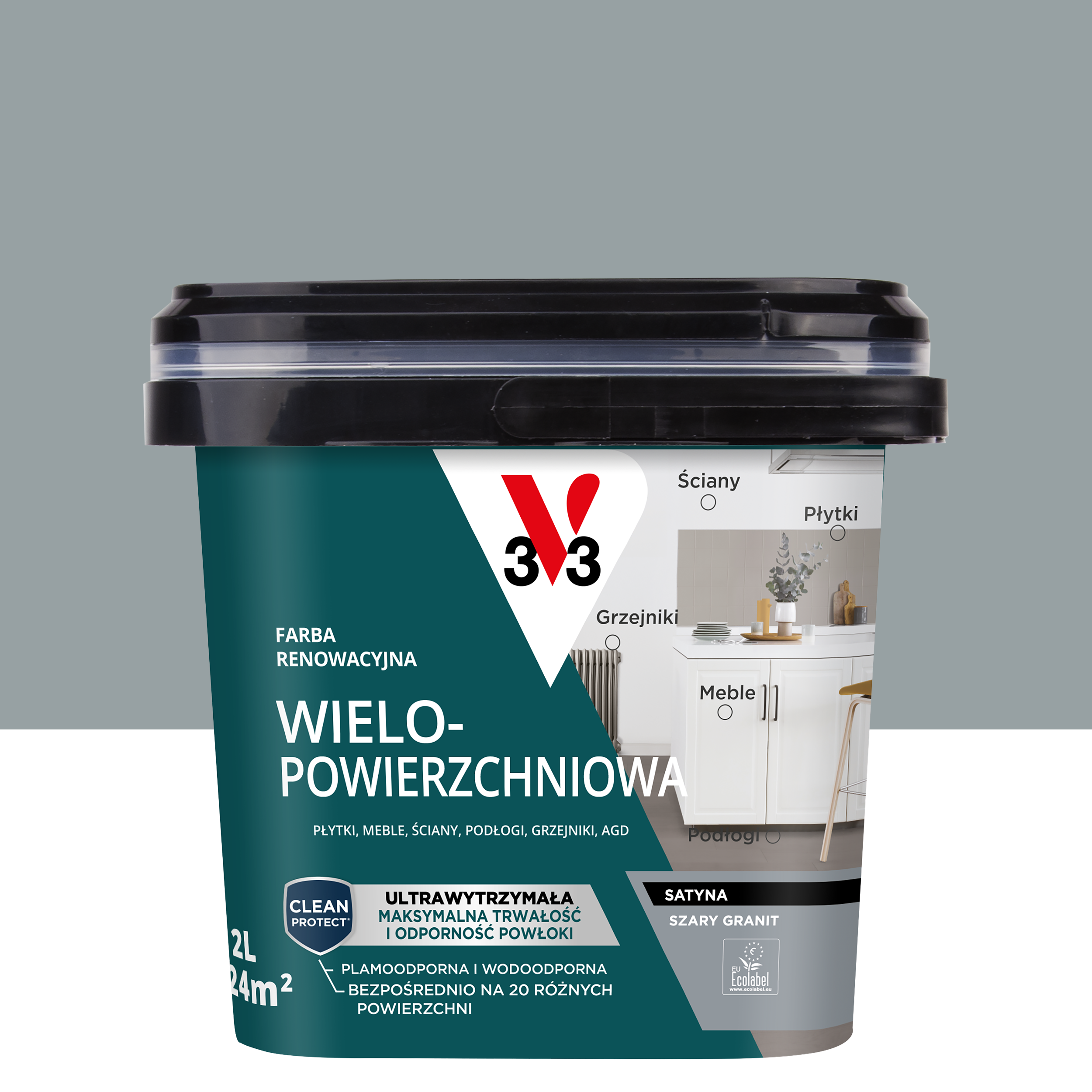 Farba renowacyjna Wielopowierzchniowa 2 l Szary granit Satynowy V33