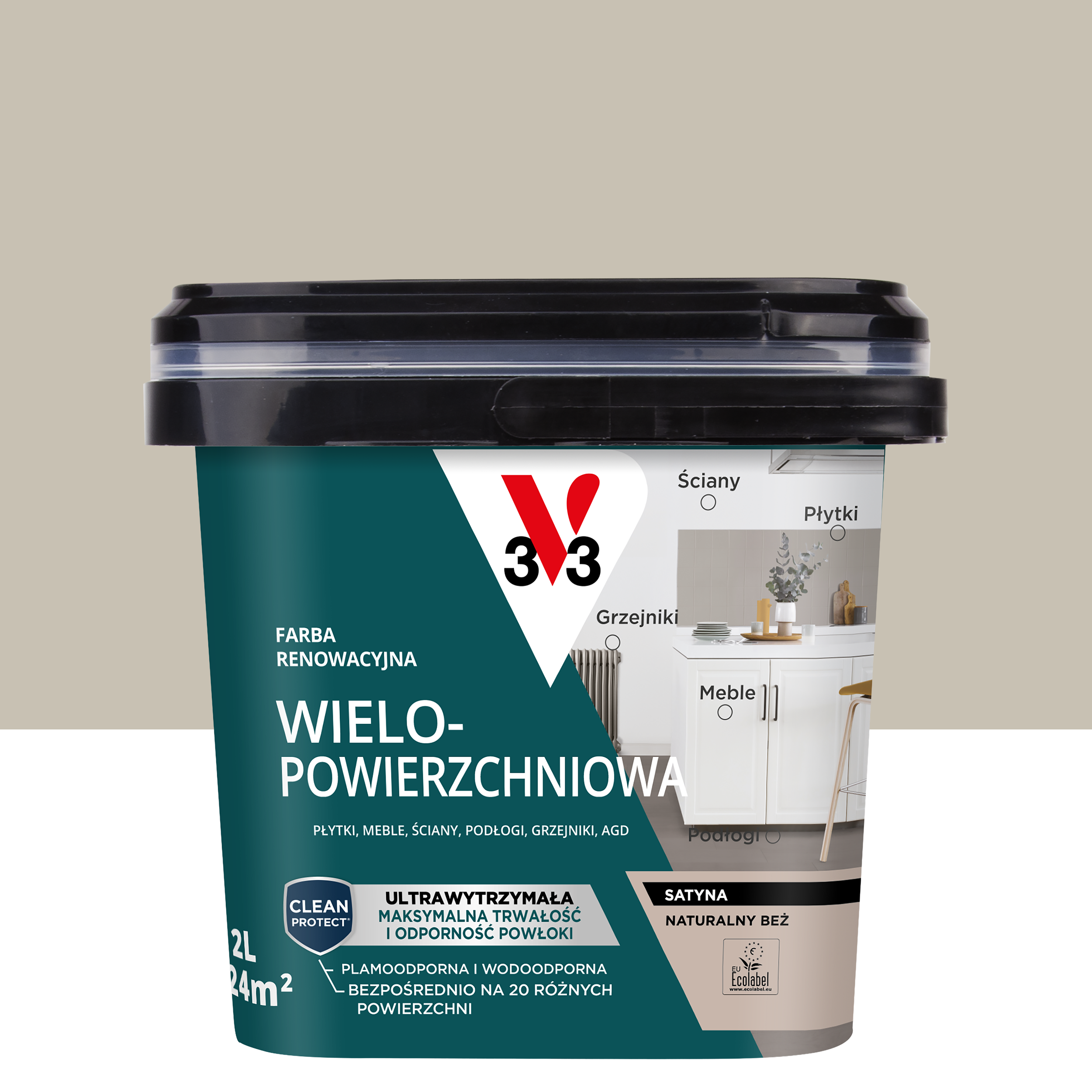Farba renowacyjna Wielopowierzchniowa 2 l Naturalny beż Satynowy V33