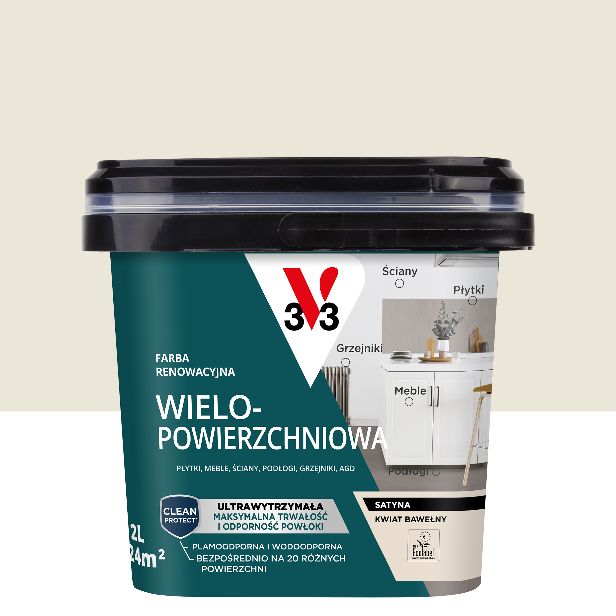 Farba renowacyjna Wielopowierzchniowa 2 l Kwiat bawełny Satynowy V33
