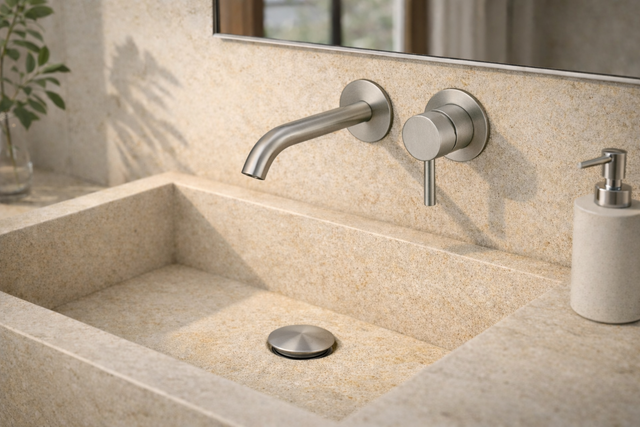 Mitigeur de lavabo mural, boîtier d'encastrement, bonde inox LG INDUSTRIES