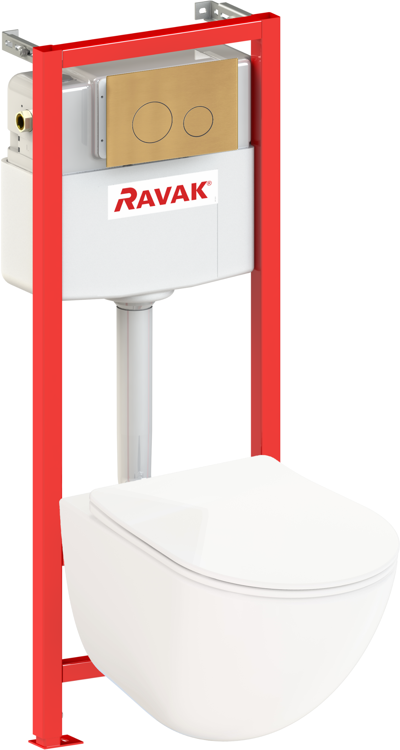 Zestaw podtynkowy WC COMFORT wirowy przycisk podwójny złoty Ravak