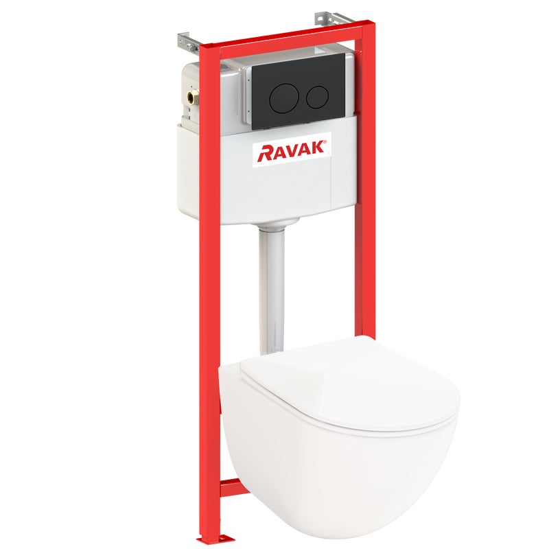 Zestaw podtynkowy WC COMFORT wirowy z podwójnym przyciskiem czarny mat Ravak