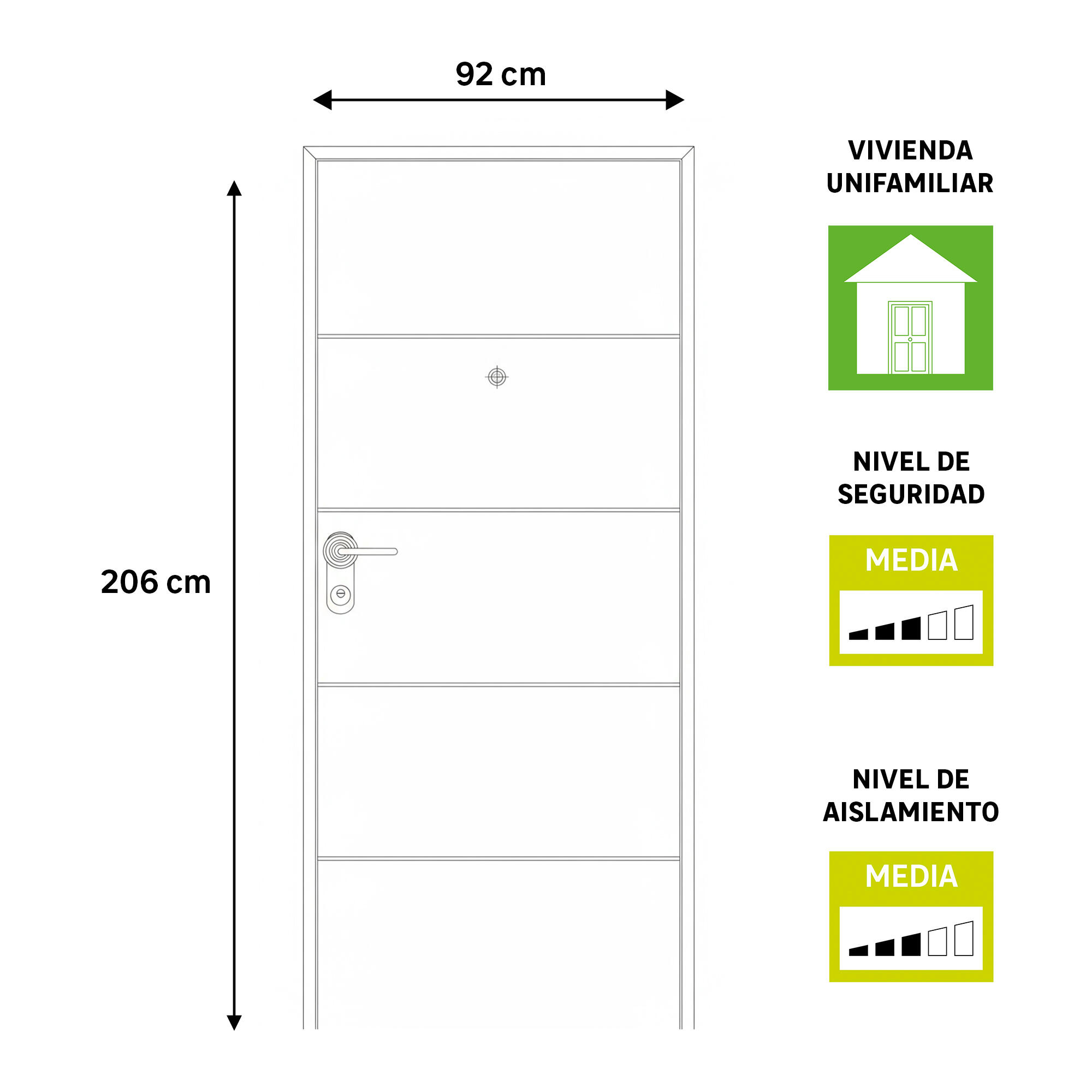 Porta de entrada de segurança branca lisa/branca riscas de 80x200cm direita - 5