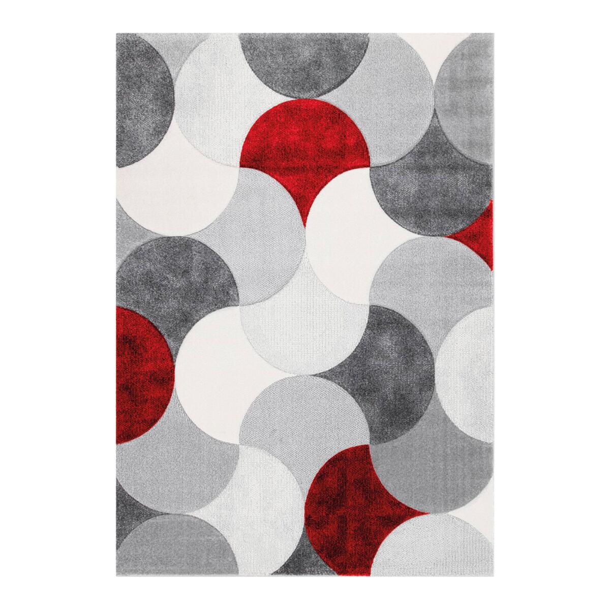 Tappeto Gioia Seventies geometrico grigio e rosso, L 190 x L 133 cm - 2